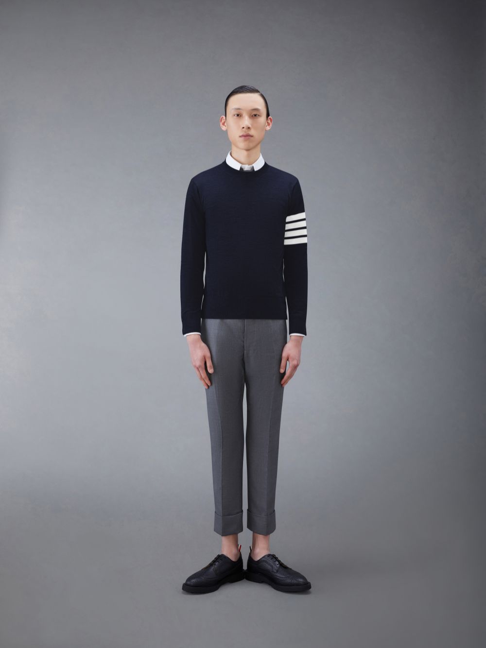 Thom Browne Wool 4-Bar Men Pullover Blue | YGZ93P01239