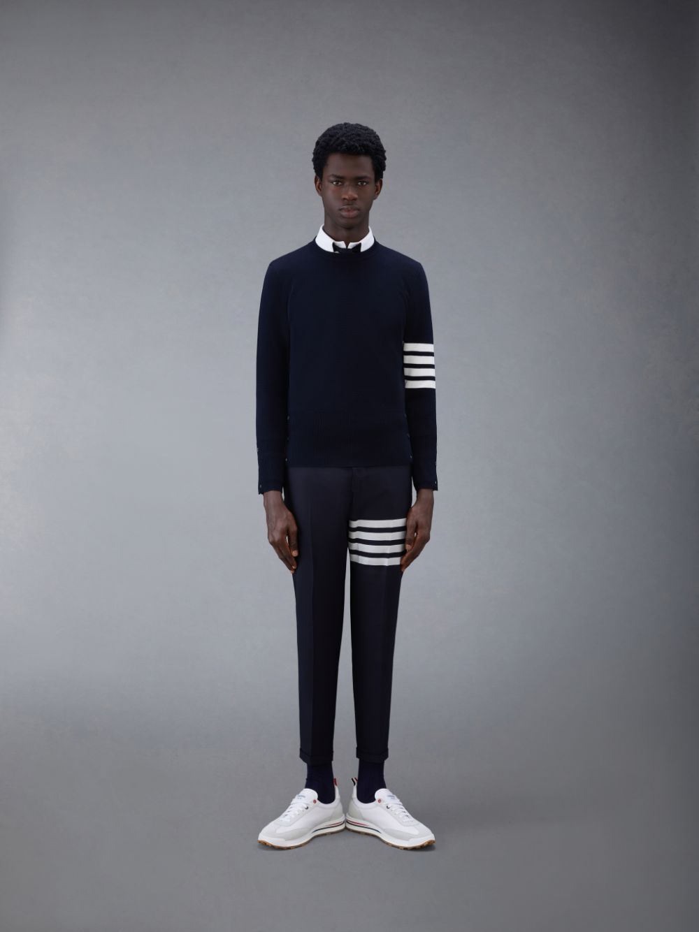 Thom Browne Wool 4-Bar Men Pullover Blue | QDZ05P52660