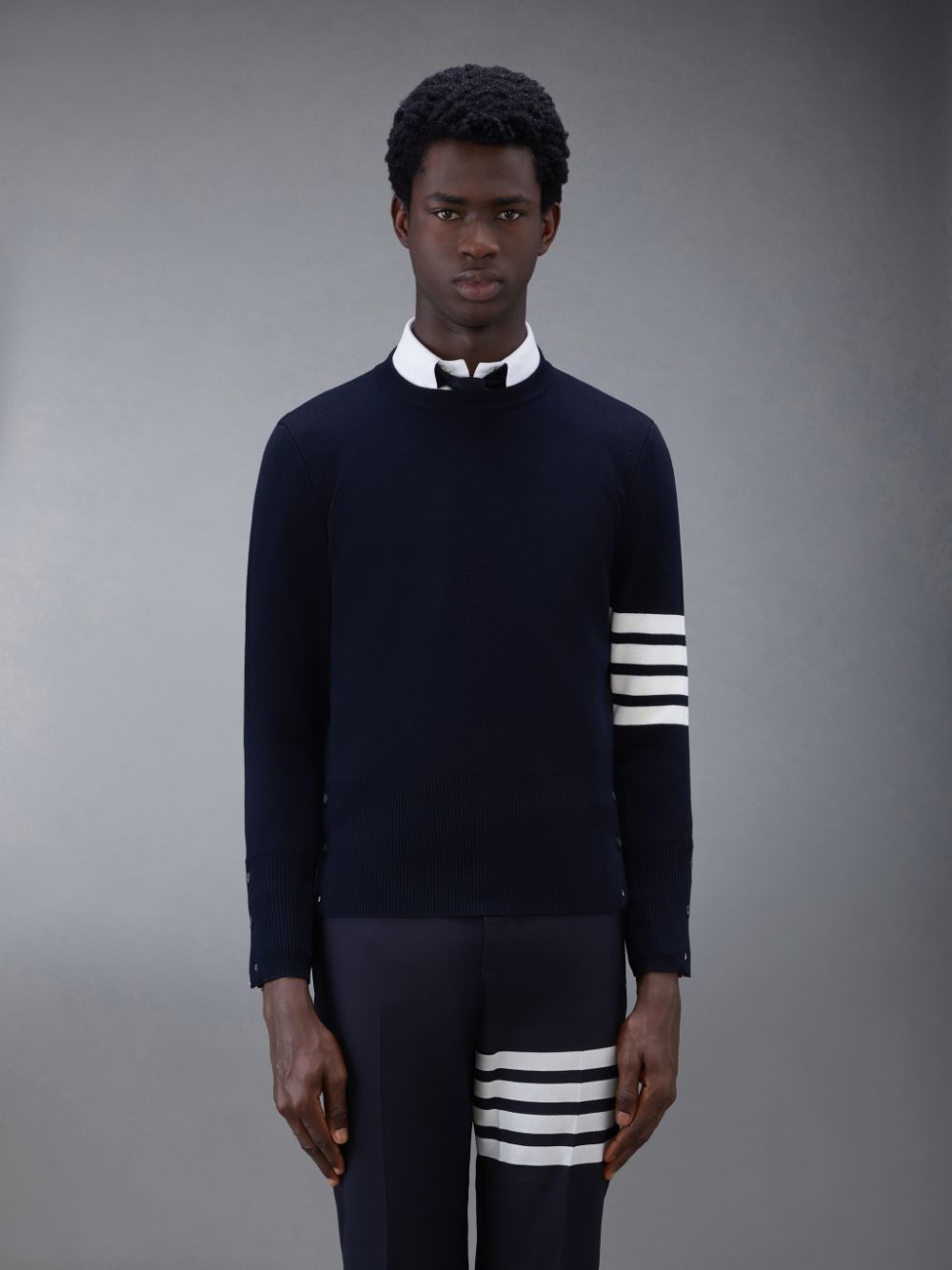 Thom Browne Wool 4-Bar Men Pullover Blue | QDZ05P52660