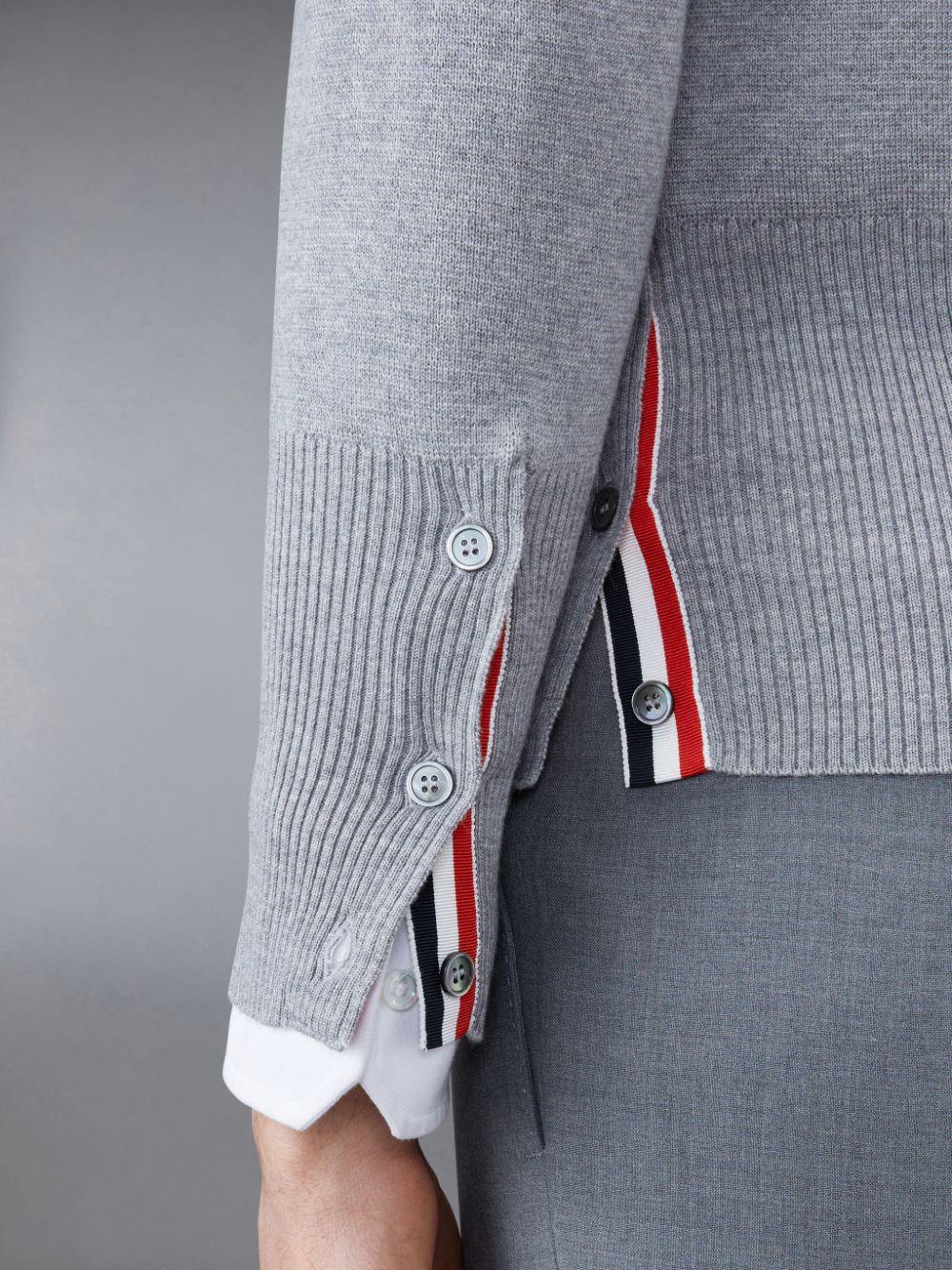 Thom Browne Wool 4-Bar Men Pullover Grey | FFQ01U81905