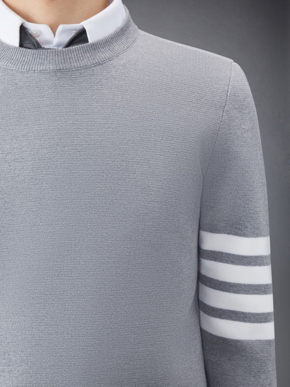 Thom Browne Wool 4-Bar Men Pullover Grey | FFQ01U81905