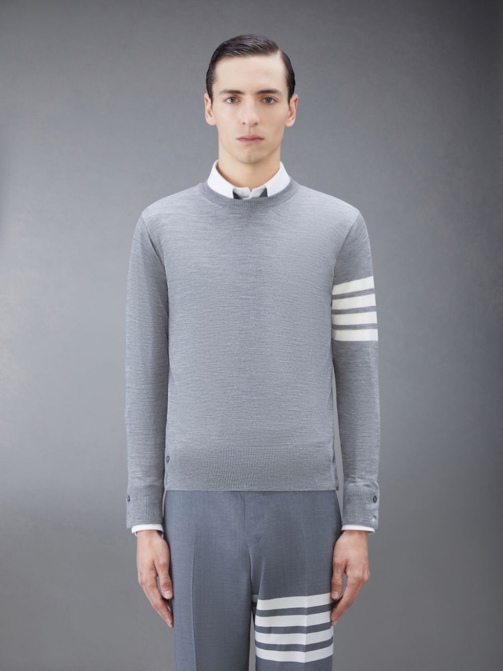 Thom Browne Wool 4-Bar Men Pullover Grey | RZK59L68312