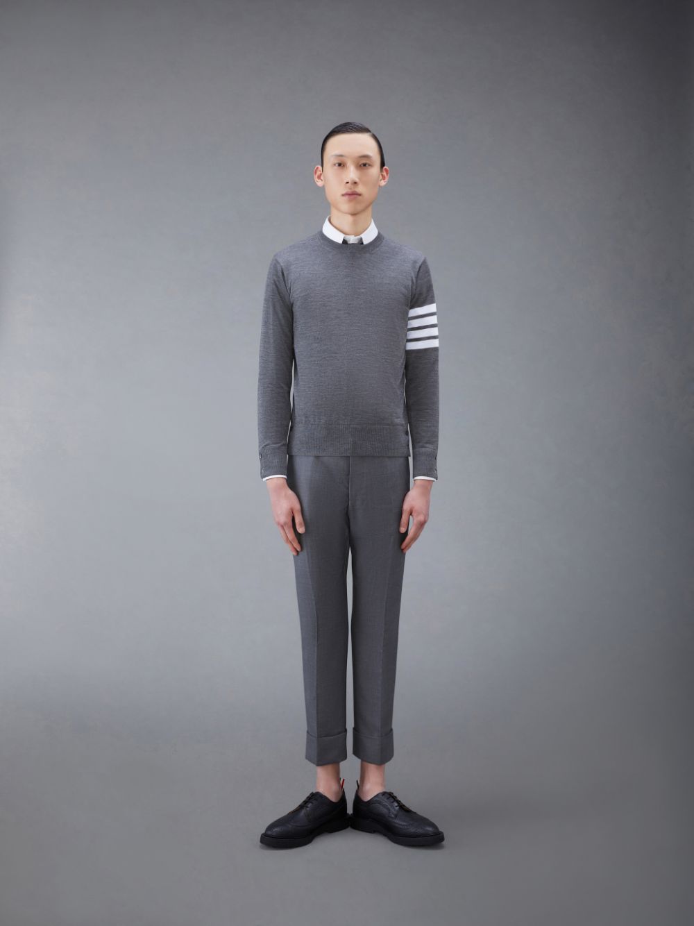 Thom Browne Wool 4-Bar Men Pullover Grey | DGN69N39341