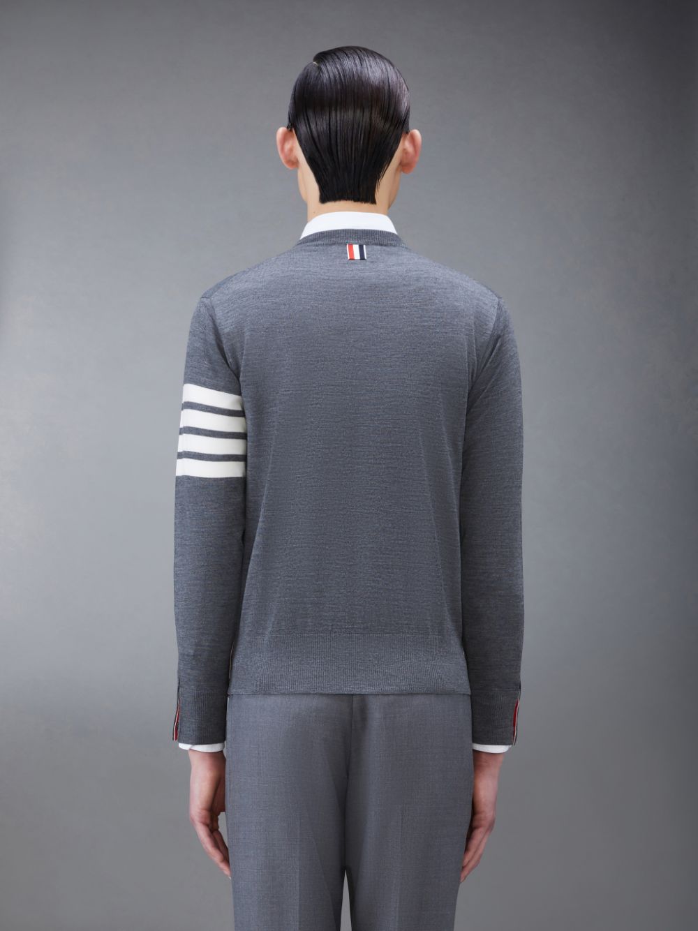 Thom Browne Wool 4-Bar Men Pullover Grey | NWJ92A89531