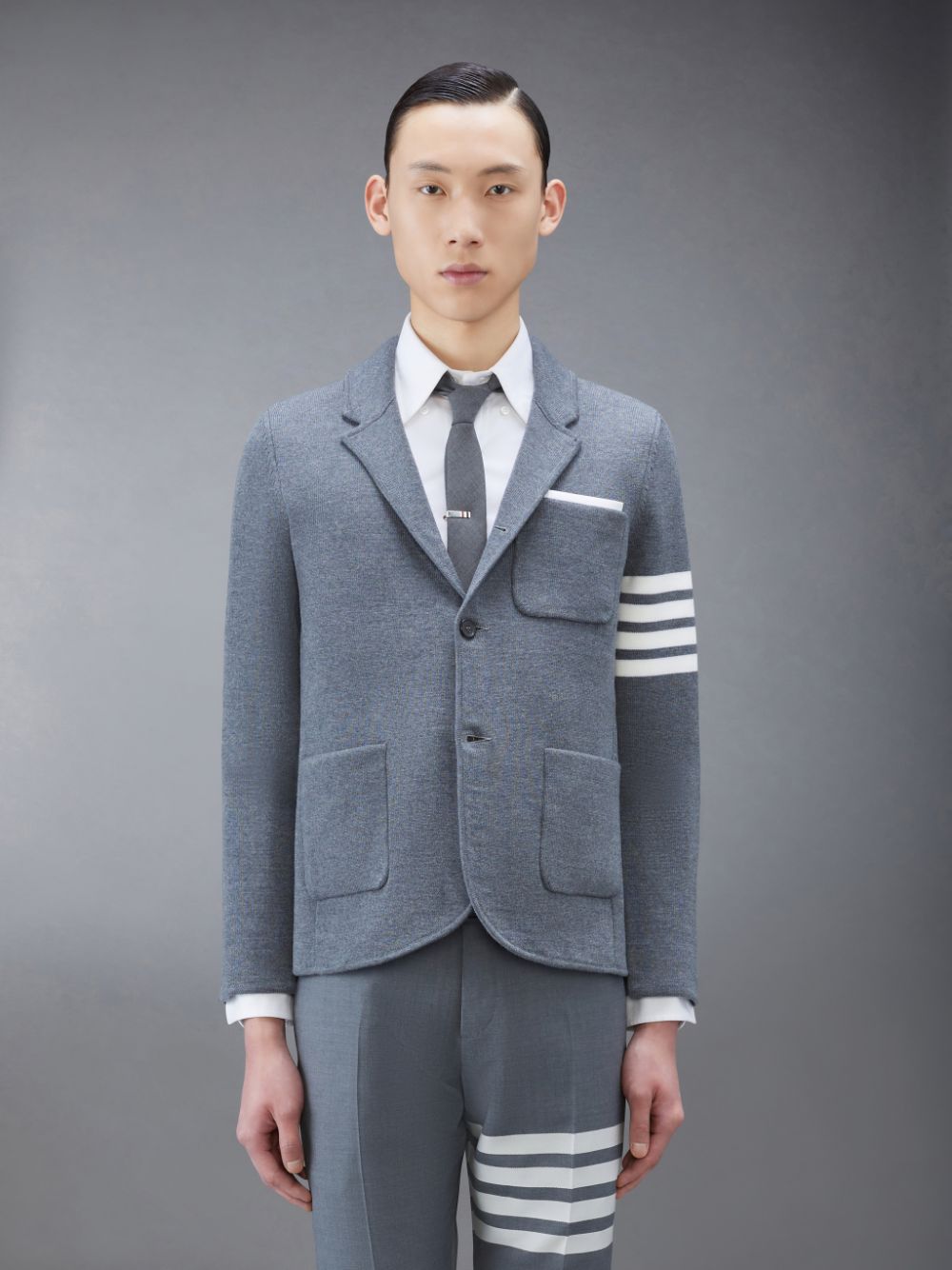 Thom Browne Wool 4-Bar Sport Men Coats Grey | VFX82B68914