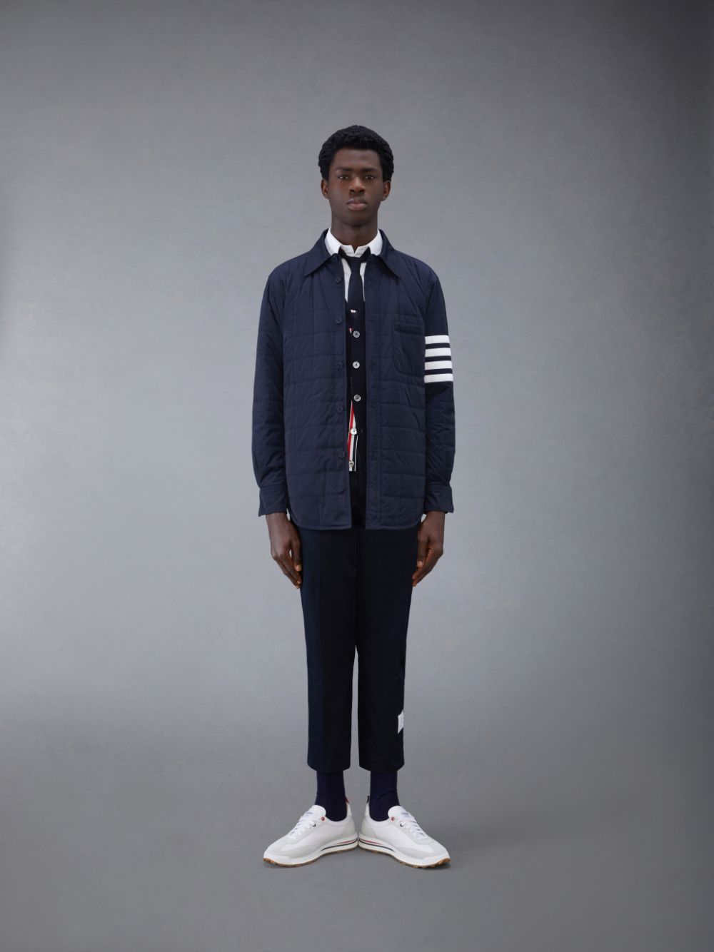 Thom Browne Wool 4-Bar V-Neck Men Cardigan Blue | FJI61U91002