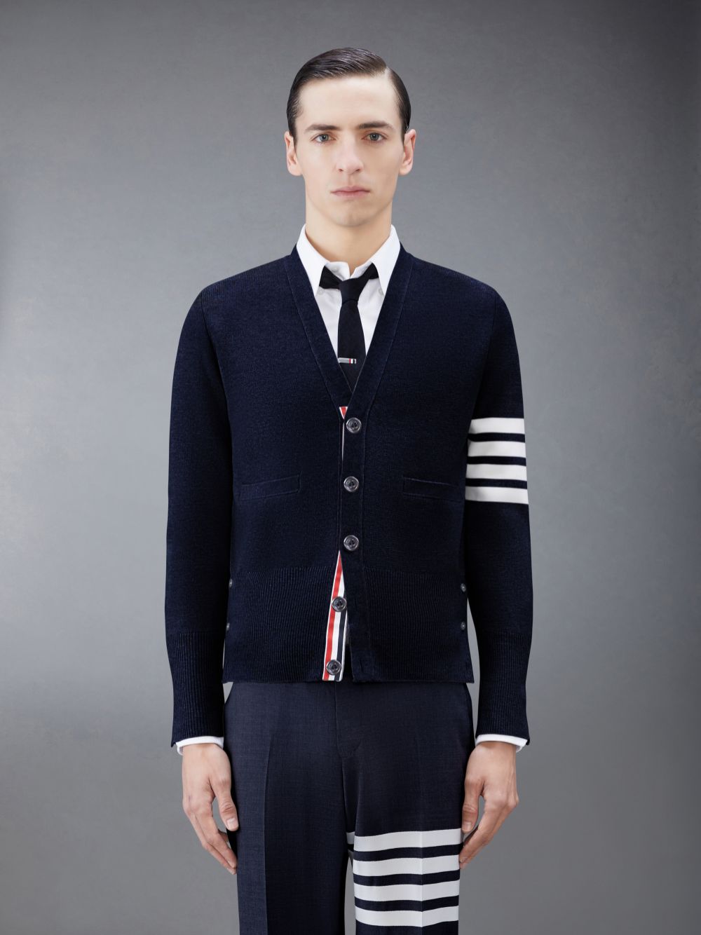 Thom Browne Wool 4-Bar V-Neck Men Cardigan Blue | RVF18Q76868