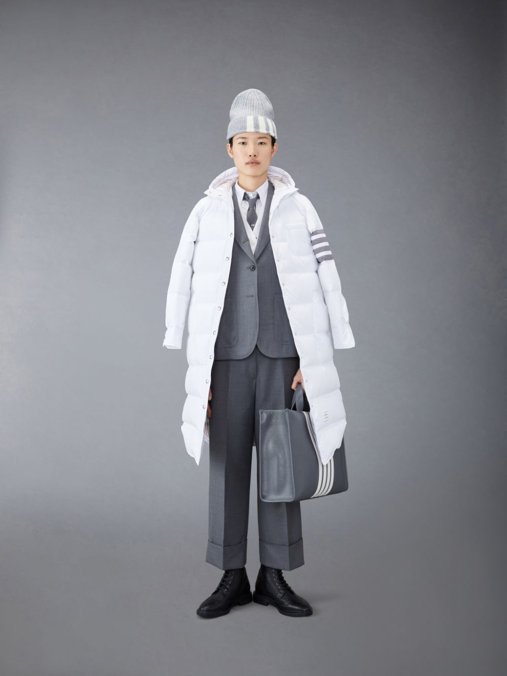 Thom Browne Wool 4-Bar V-Neck Women Cardigan White | LNF72D88314