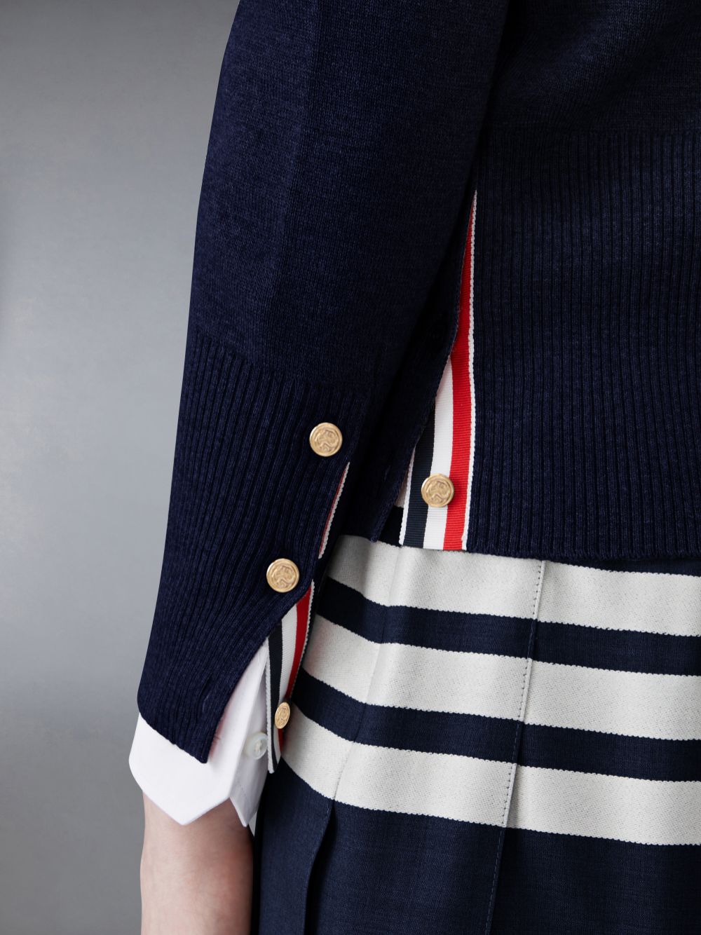 Thom Browne Wool 4-Bar V-Neck Women Cardigan Blue | KXO08Y57905