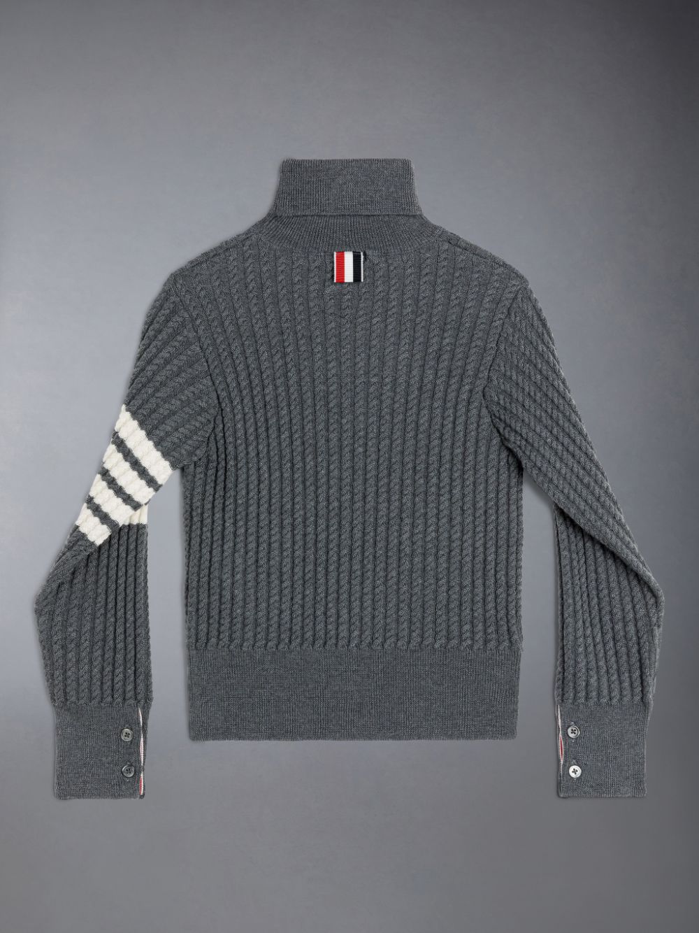 Thom Browne Wool Cable Knit 4-Bar Boys's Pullover Grey | OJX39X89172