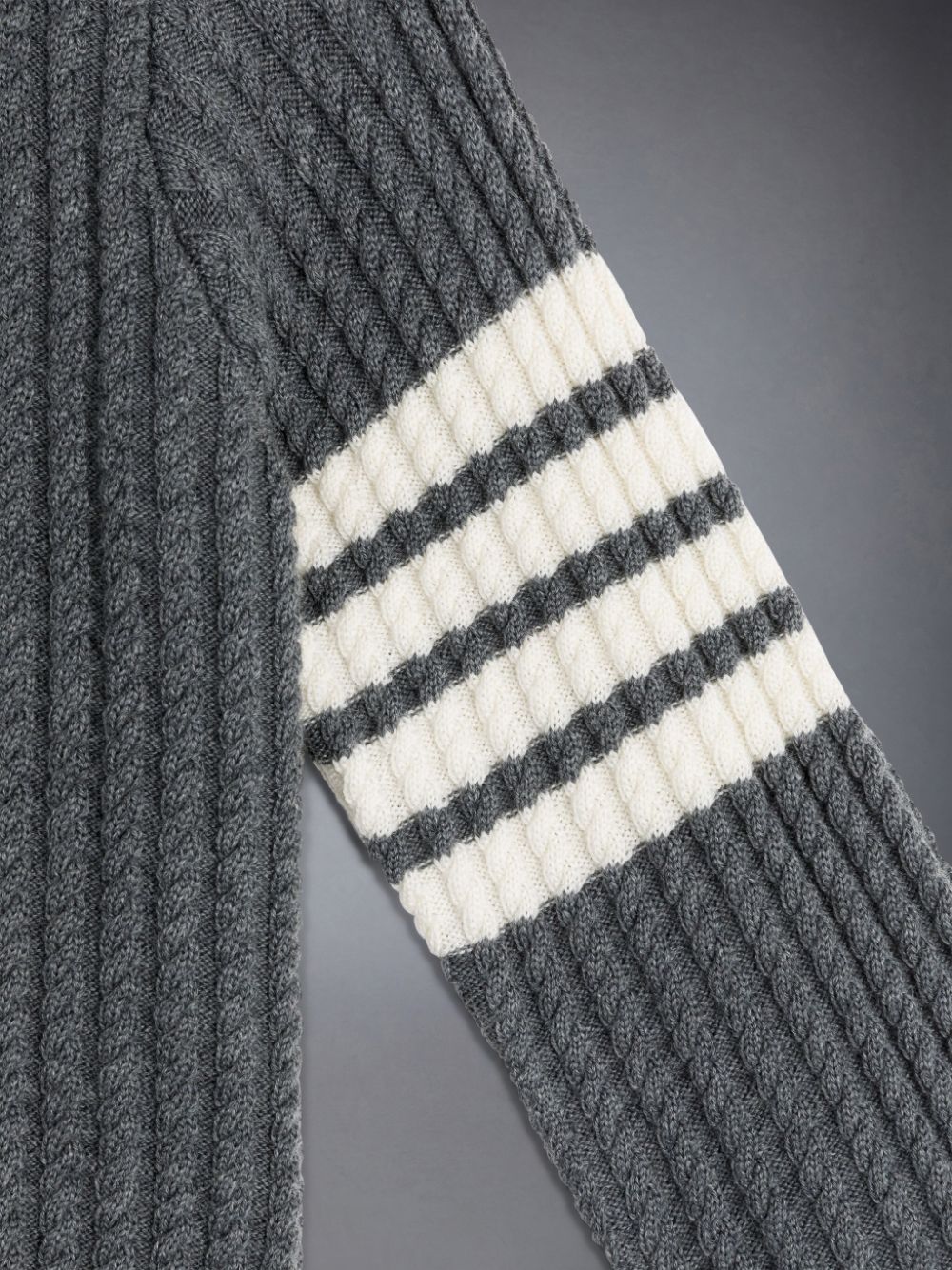 Thom Browne Wool Cable Knit 4-Bar Boys's Pullover Grey | OJX39X89172