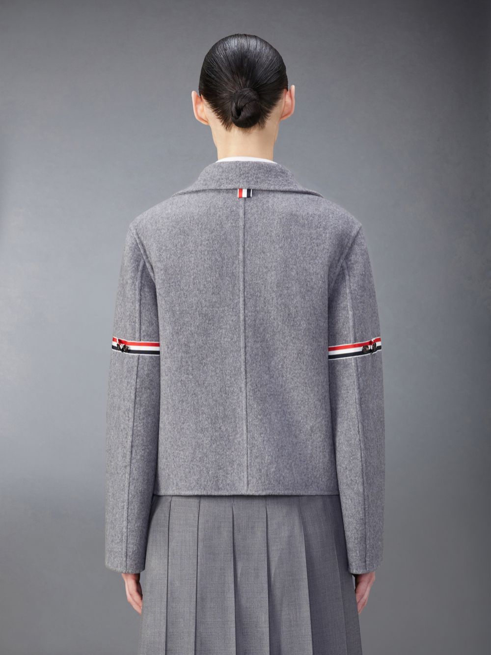 Thom Browne Wool Cashmere Armband Bell Sleeve Women Jackets Grey | HGW90L63487