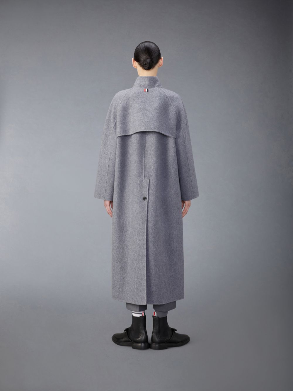 Thom Browne Wool Cashmere Funnel Neck Women Coats Grey | EAL24S31937