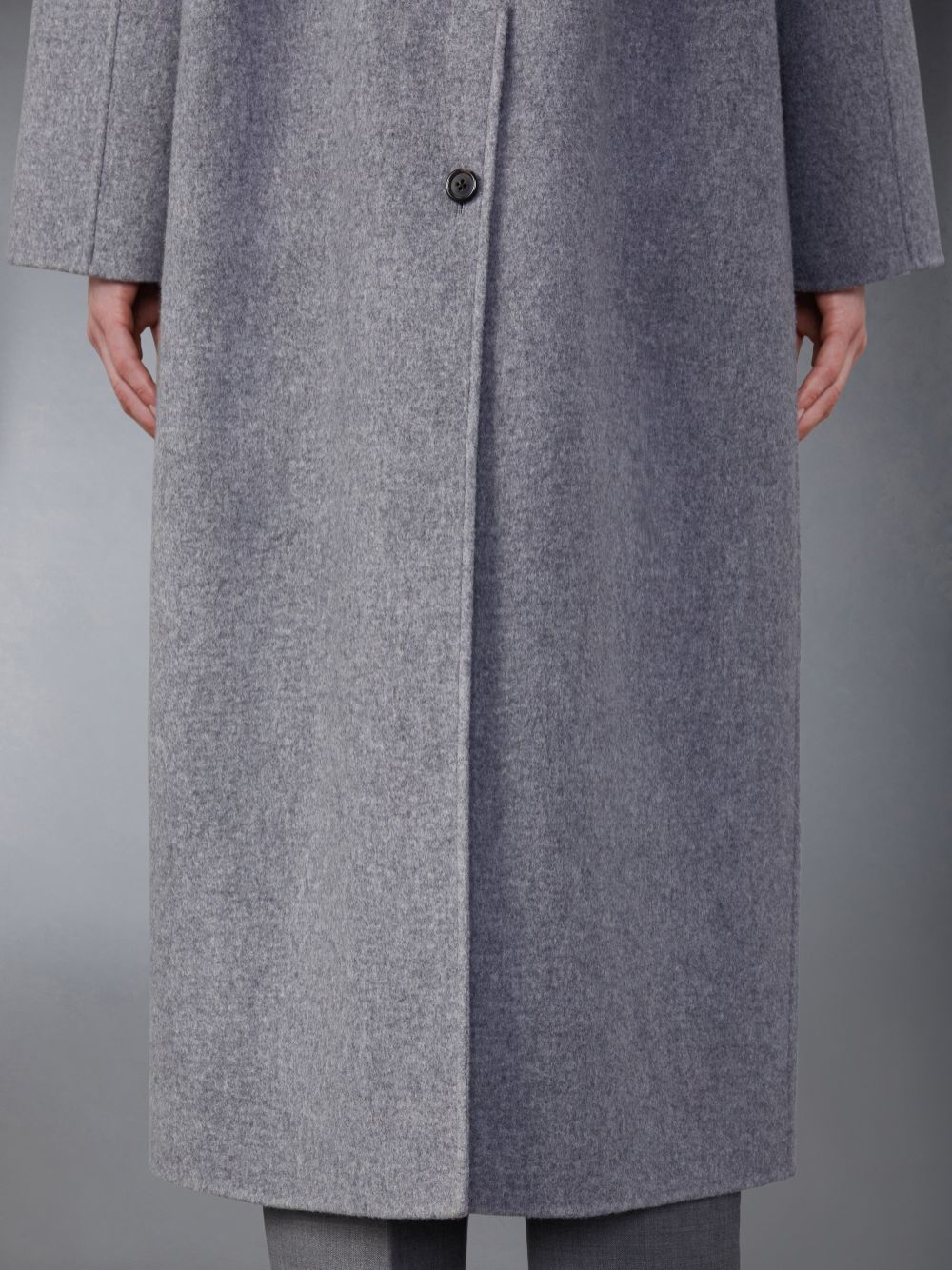 Thom Browne Wool Cashmere Funnel Neck Women Coats Grey | EAL24S31937