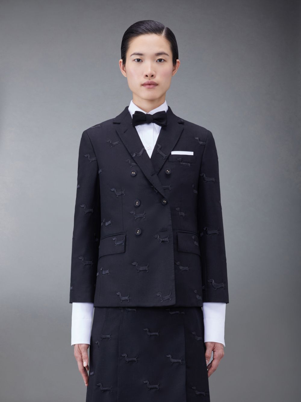 Thom Browne Wool Classic Hector Sport Women Coats Black | RHL42K86536