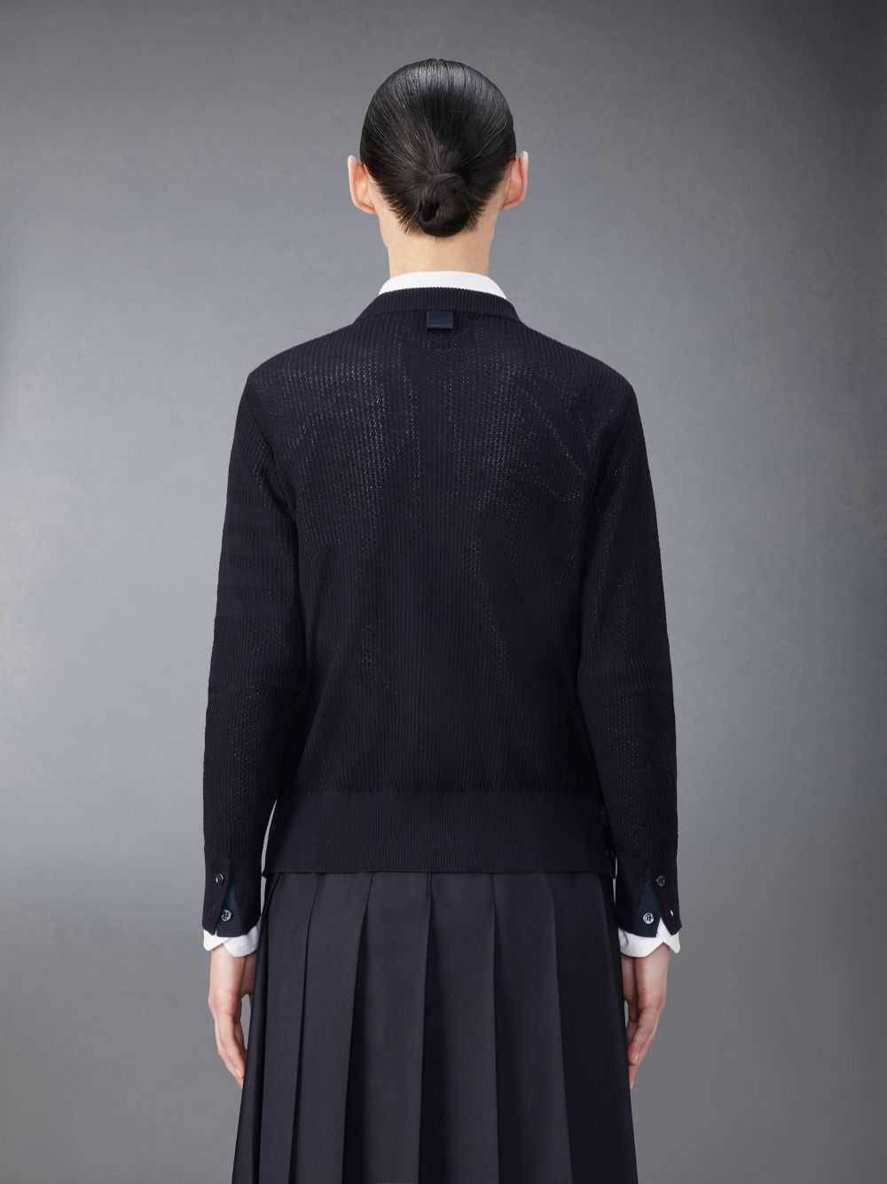 Thom Browne Wool Crepe 4-Bar Relaxed Fit Women Pullover Blue | XXF06V50696