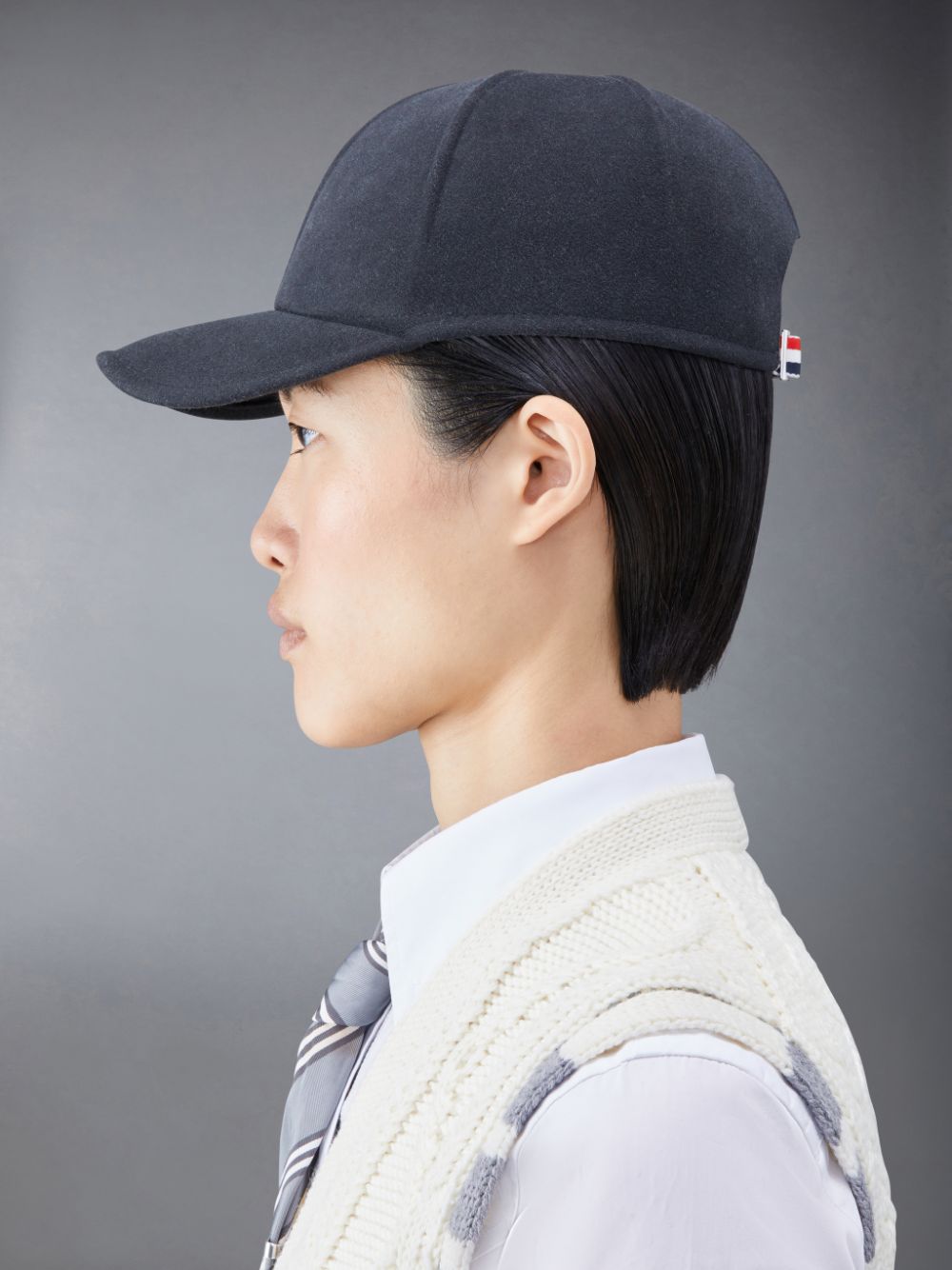 Thom Browne Wool Felt Baseball Women Caps Grey | QUT11R92743