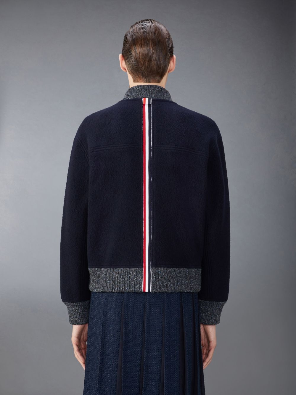 Thom Browne Wool Fleece Bomber Men Jackets Blue | RRW46P58594