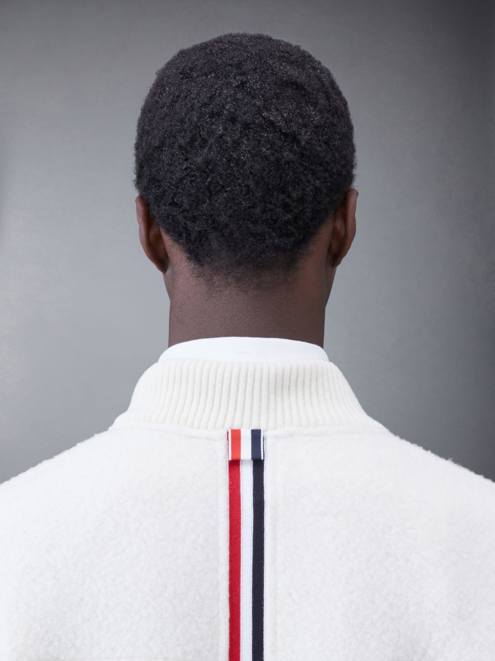 Thom Browne Wool Fleece Stripe Bomber Men Jackets White | VGQ55A83293