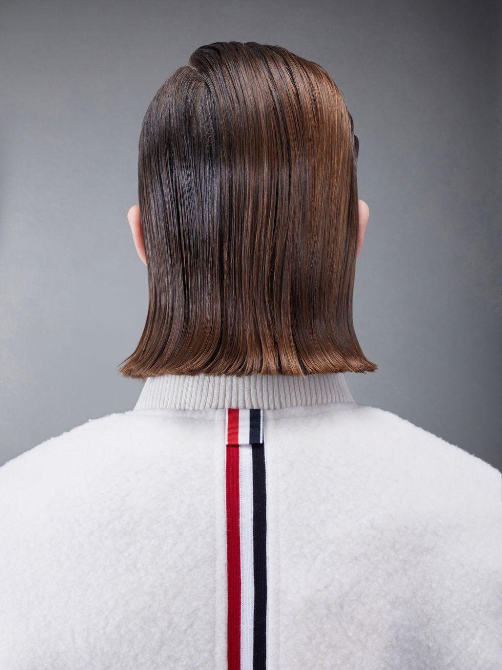 Thom Browne Wool Fleece Stripe Bomber Women Jackets White | LKF01H86481