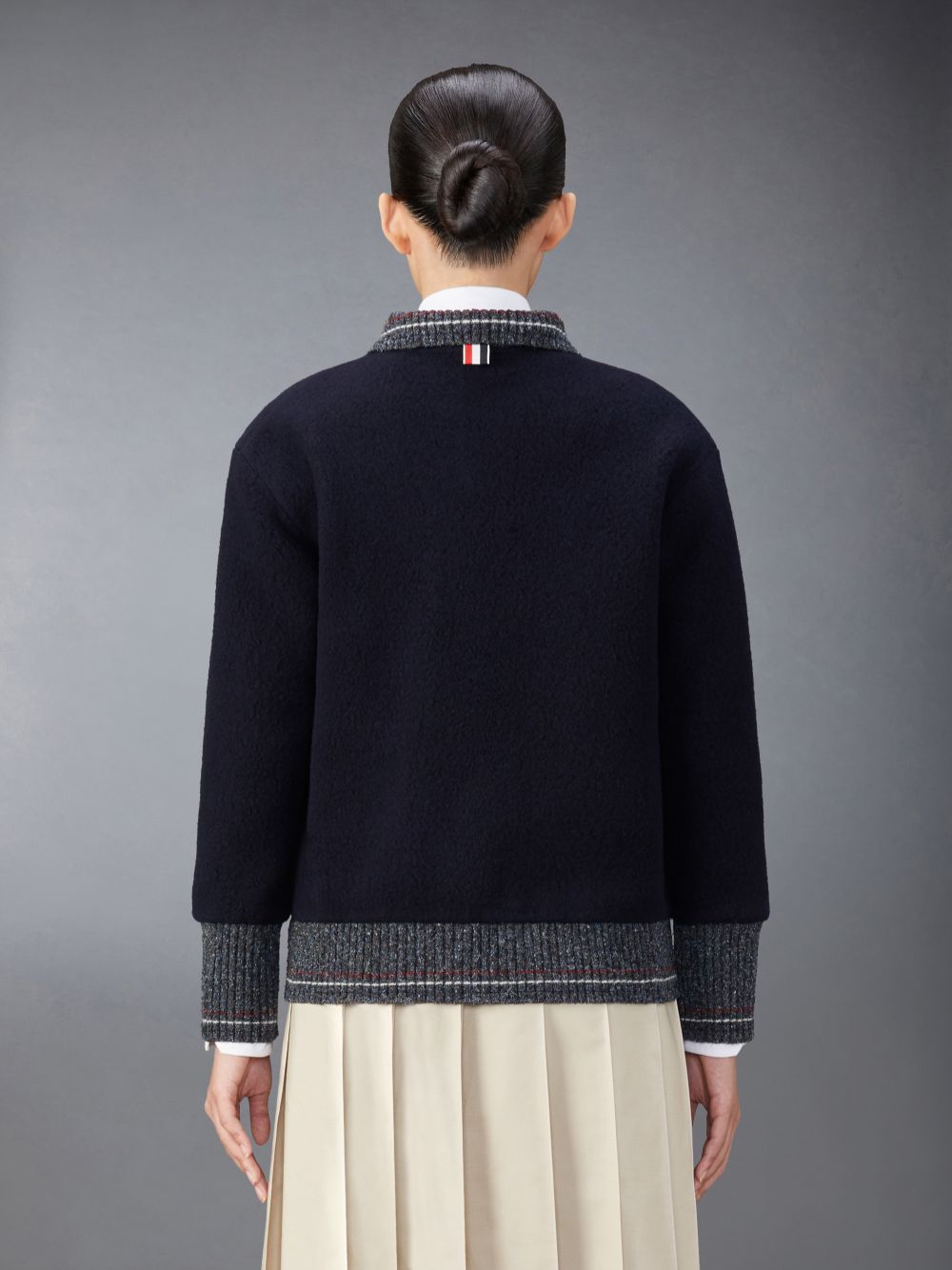 Thom Browne Wool Fleece Women Cardigan Blue | JXJ92B91897