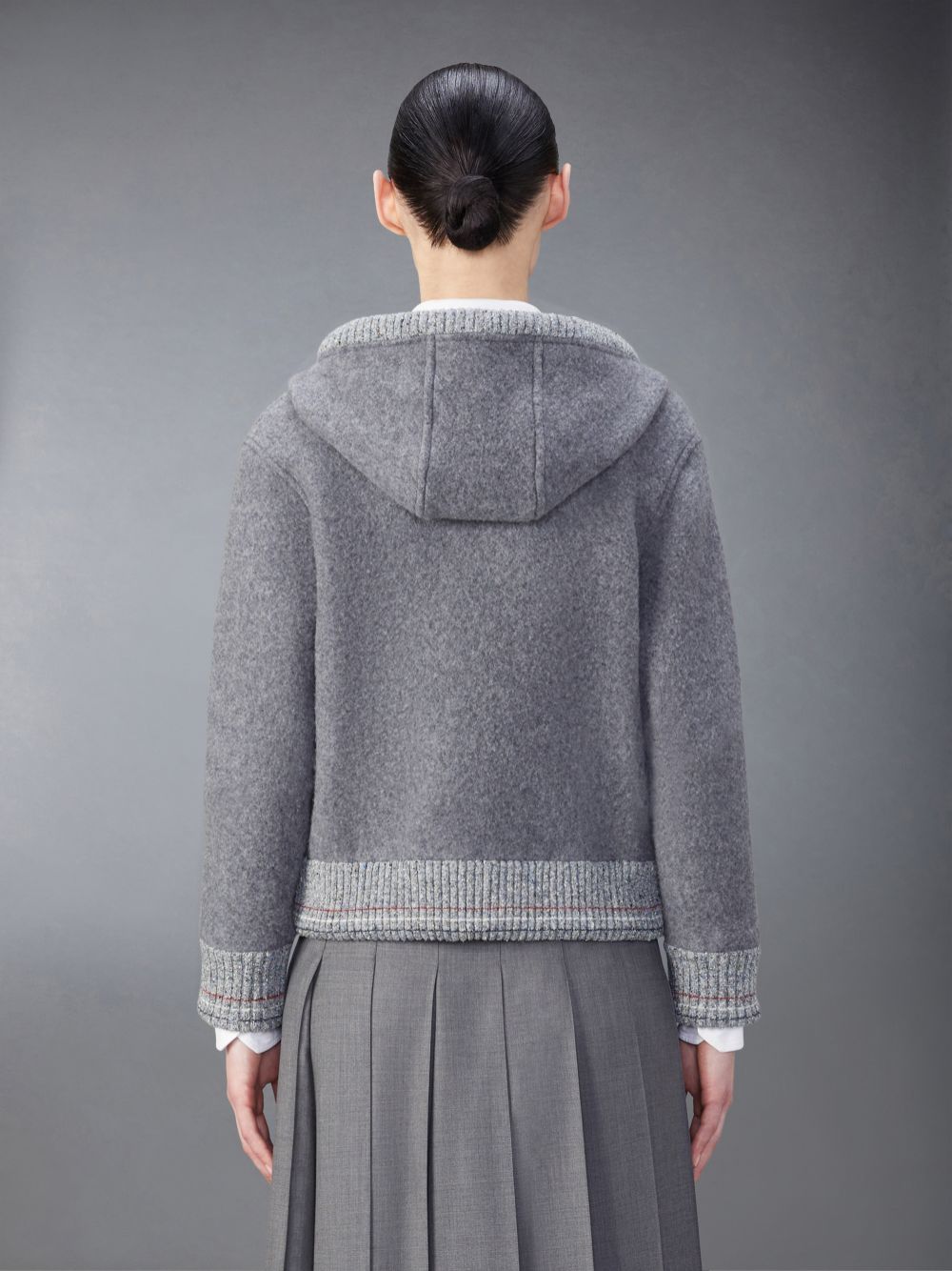 Thom Browne Wool Fleece Zip up Women Hoodie Grey | UEX87S46984