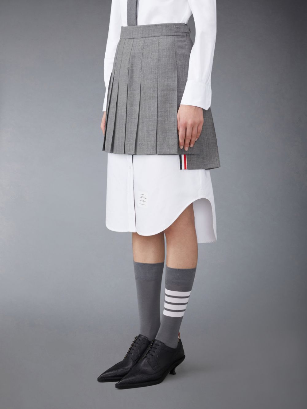 Thom Browne Wool Fresco Pleated Mini Women Skirts Grey | QFU67U14030