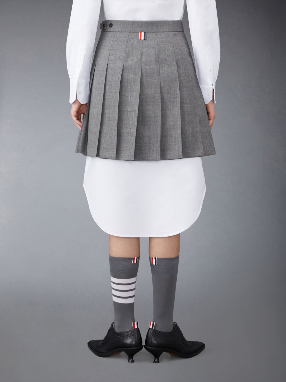 Thom Browne Wool Fresco Pleated Mini Women Skirts Grey | QFU67U14030