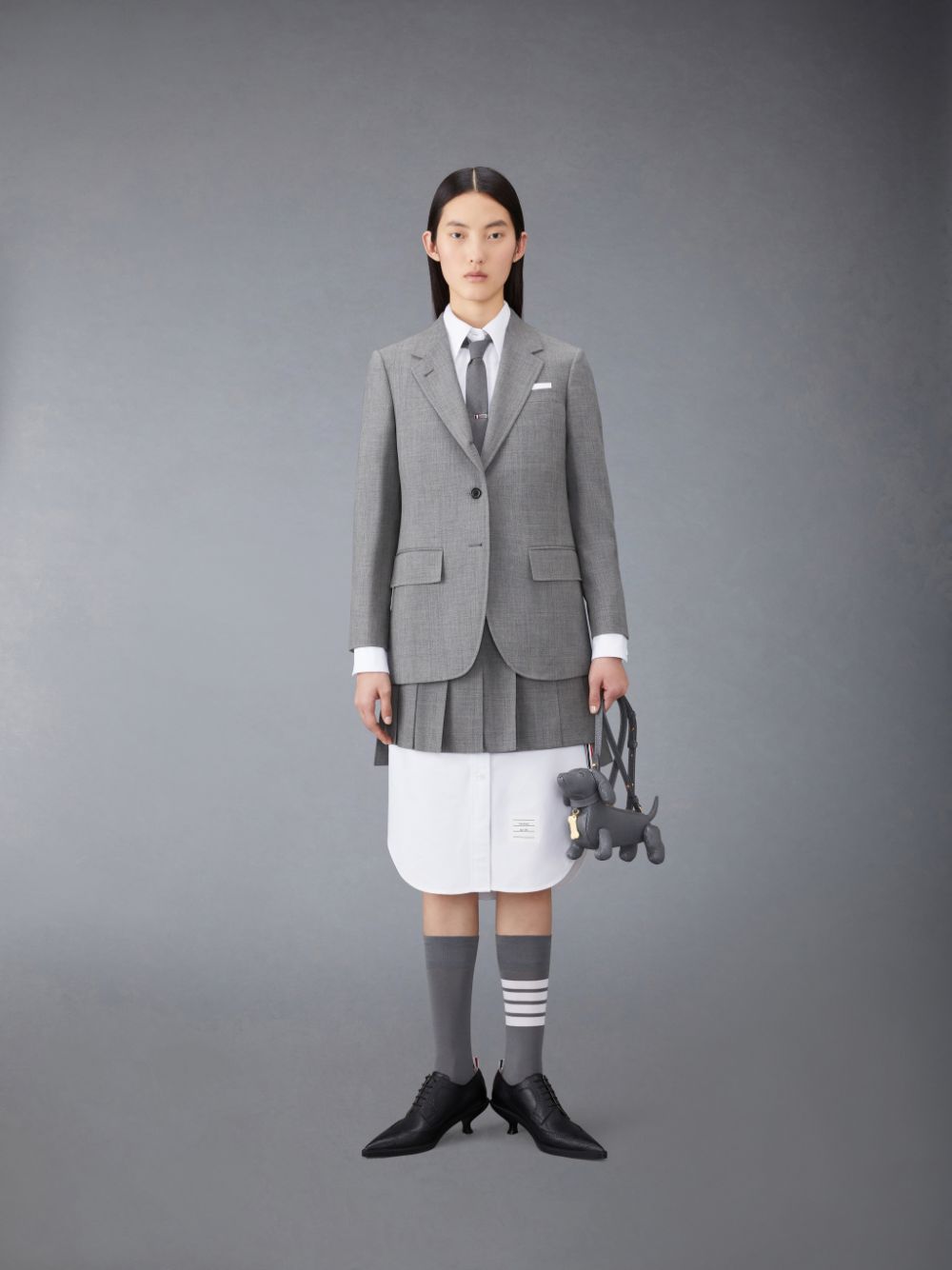 Thom Browne Wool Fresco Pleated Mini Women Skirts Grey | QFU67U14030