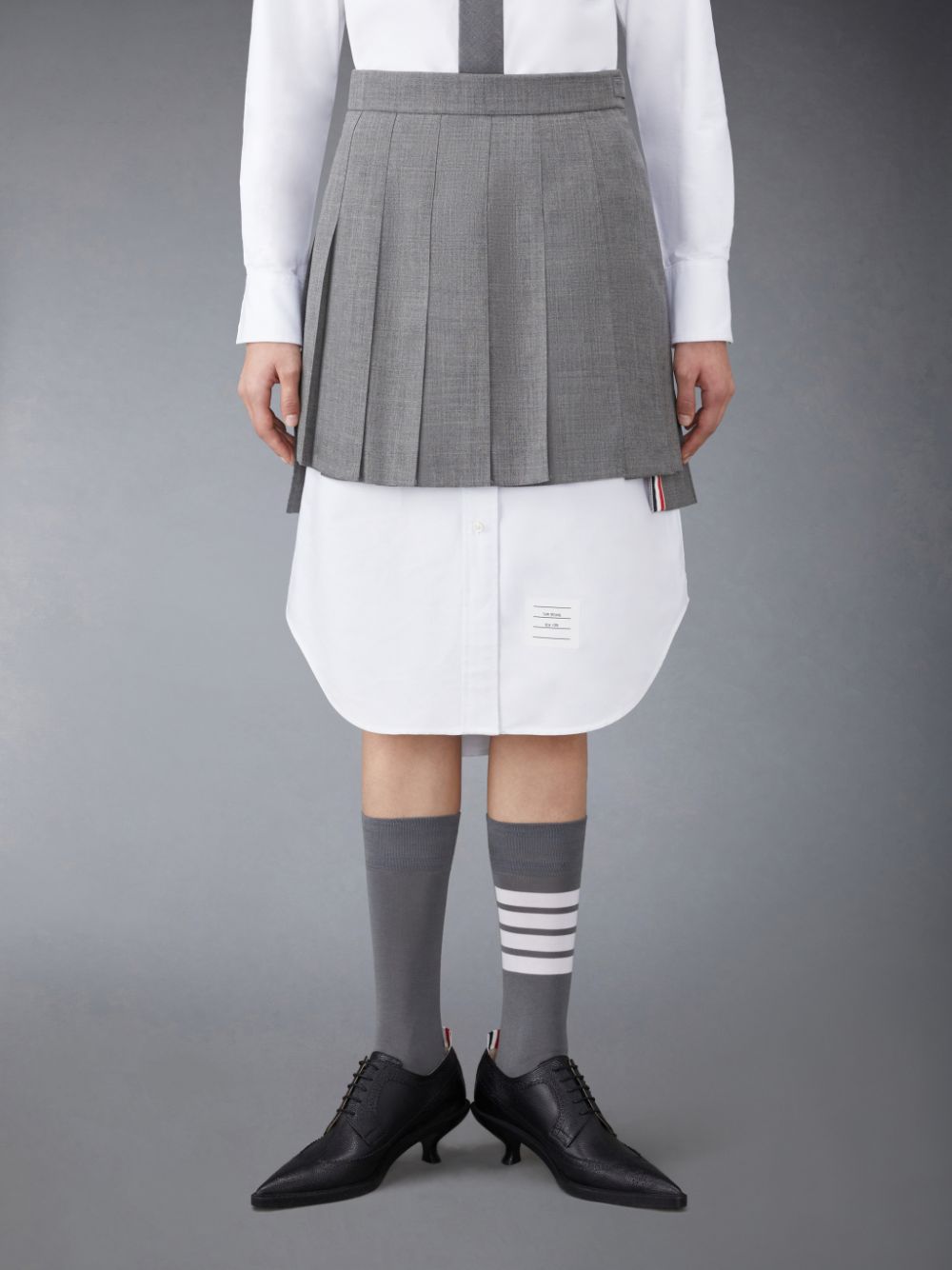 Thom Browne Wool Fresco Pleated Mini Women Skirts Grey | QFU67U14030