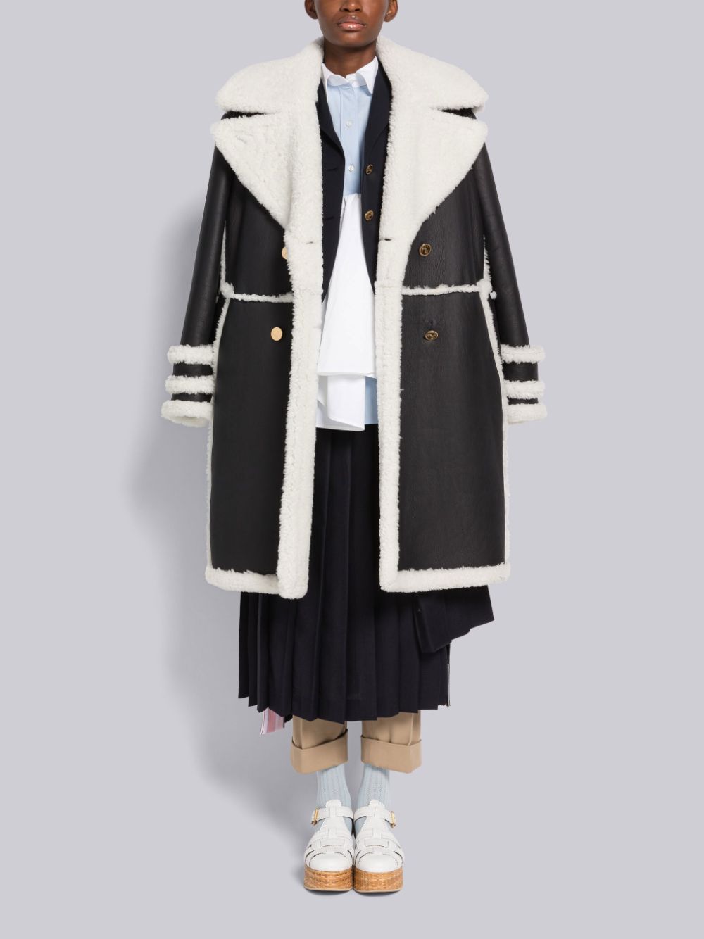 Thom Browne Wool Gabardine High Armhole Sport Women Coats Blue | IUG36D00775