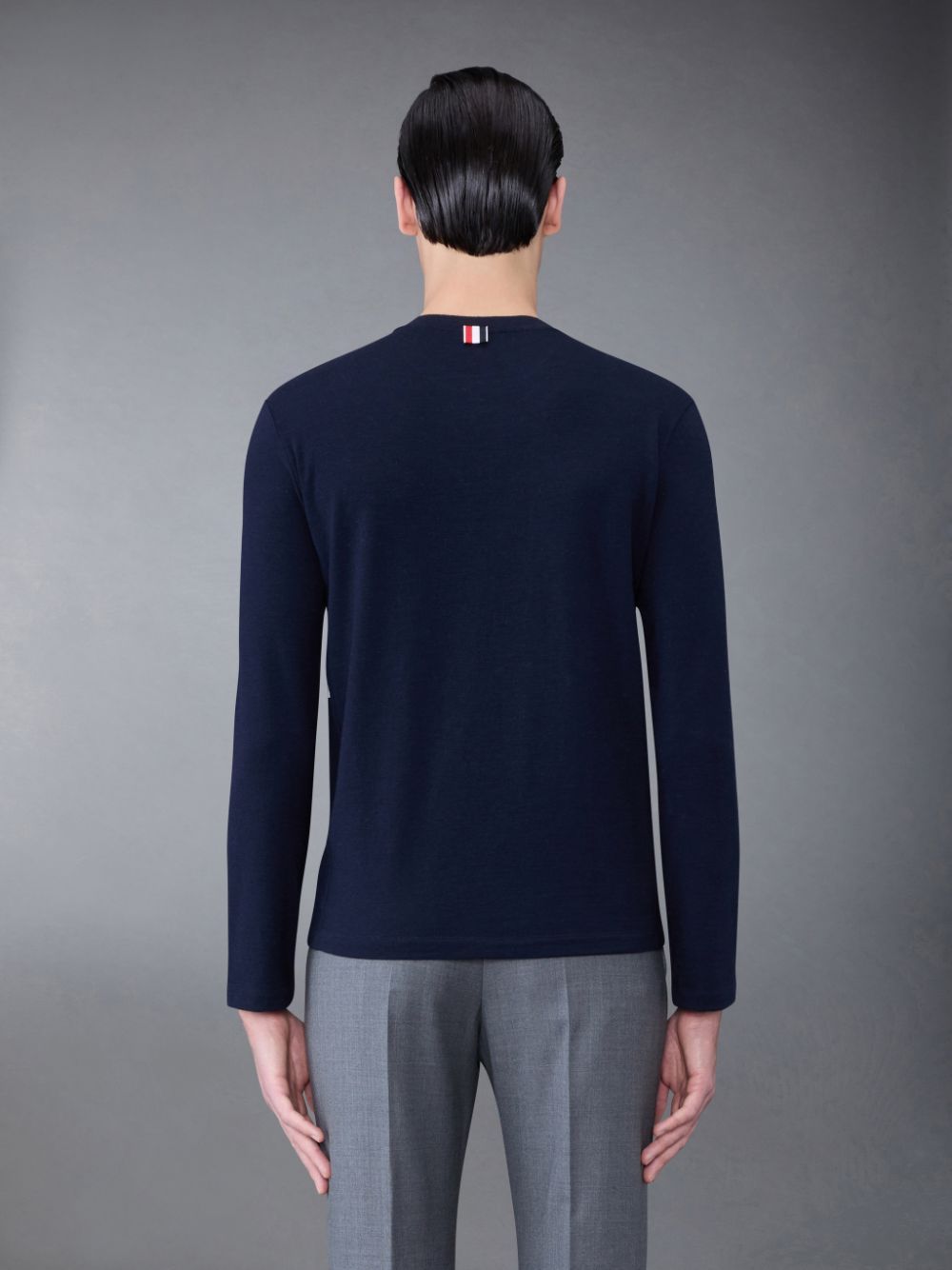 Thom Browne Wool Jersey 4-Bar Long Sleeve Men T Shirts Blue | QUZ05N06858