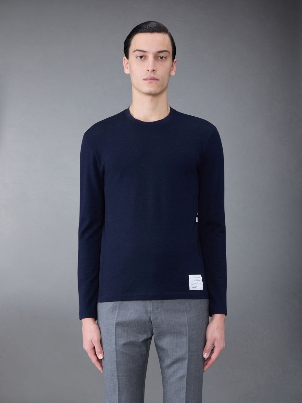 Thom Browne Wool Jersey 4-Bar Long Sleeve Men T Shirts Blue | QUZ05N06858