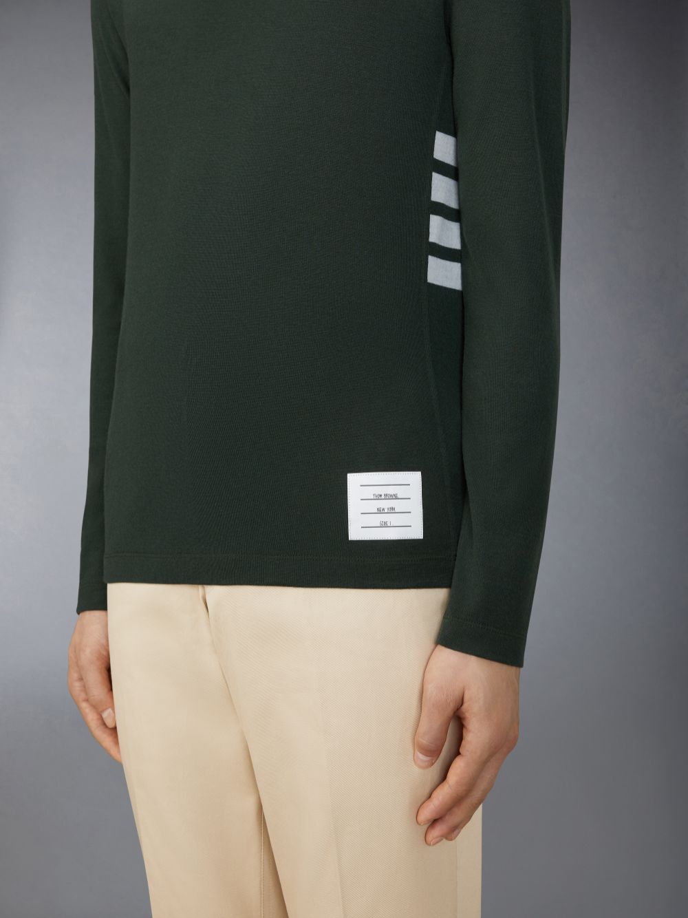 Thom Browne Wool Jersey 4-Bar Men T Shirts Green | XCC63I80646