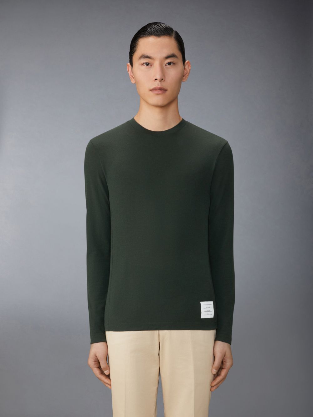 Thom Browne Wool Jersey 4-Bar Men T Shirts Green | XCC63I80646