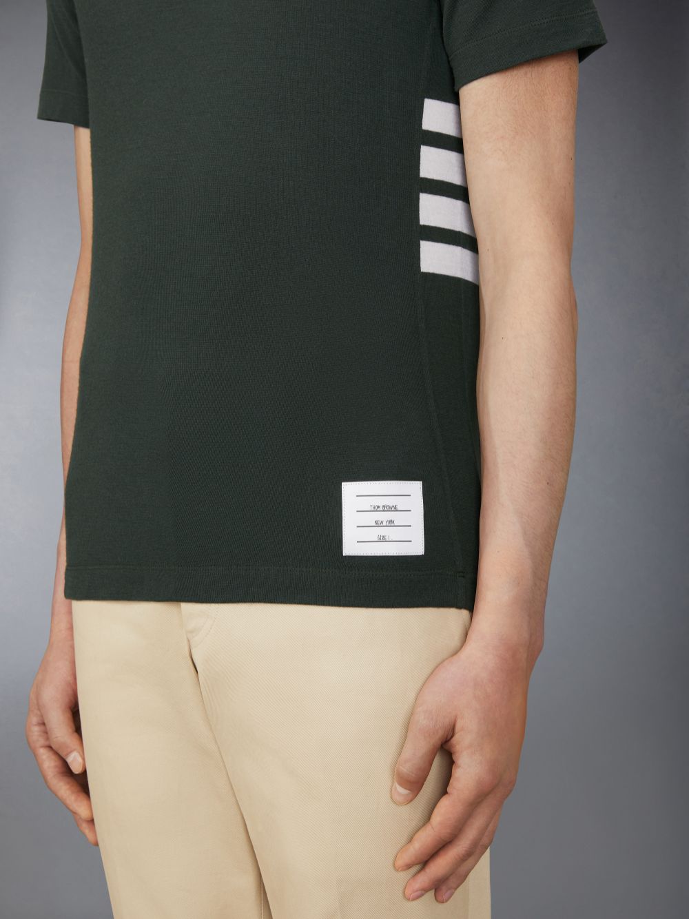 Thom Browne Wool Jersey 4-Bar Men T Shirts Green | GWN35R44050