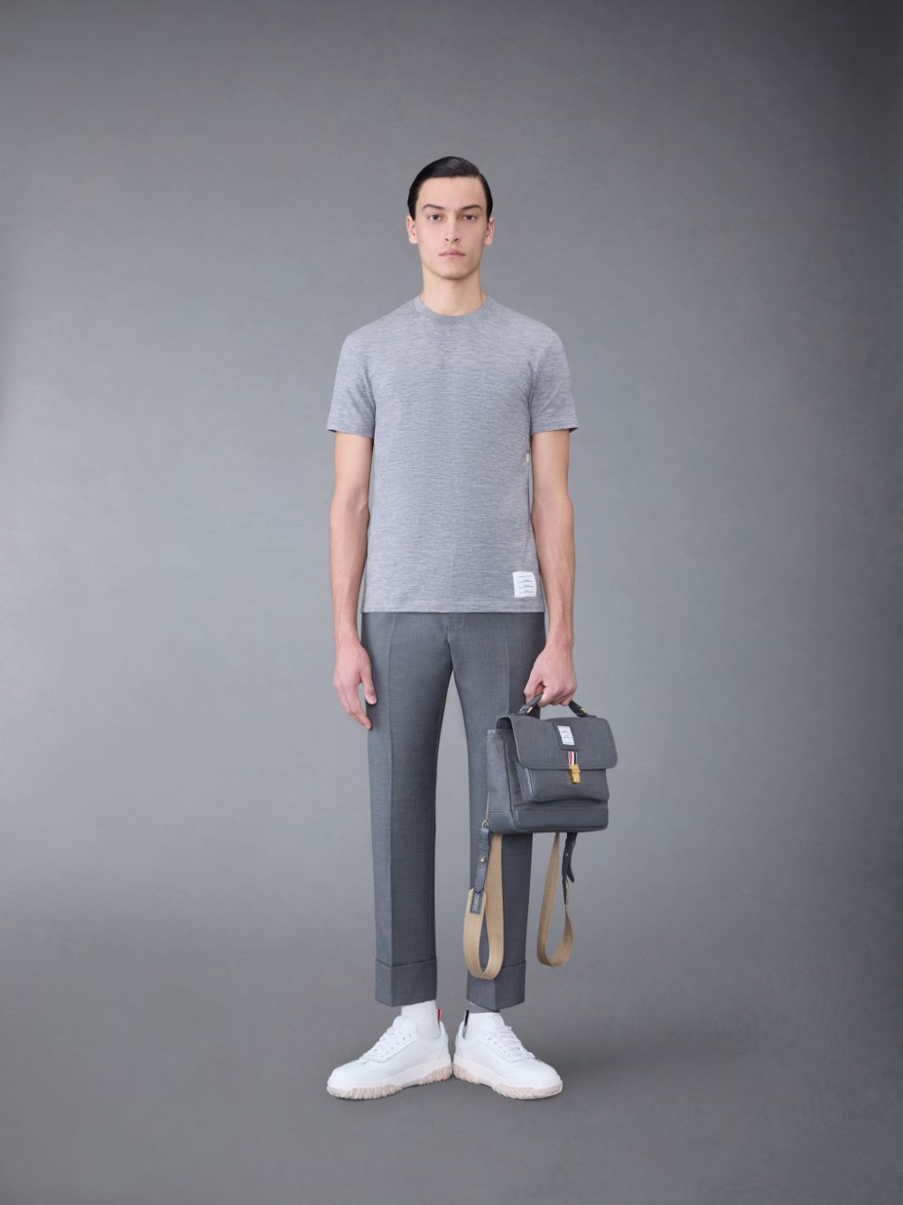 Thom Browne Wool Jersey 4-Bar Short Sleeve Men T Shirts Grey | BAX36O51314