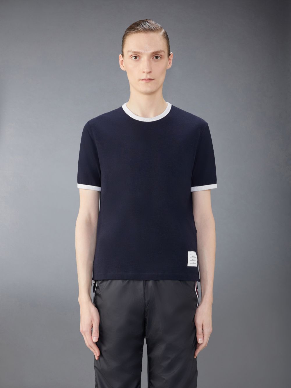 Thom Browne Wool Jersey Ringer Men T Shirts Blue | PRK11M52977