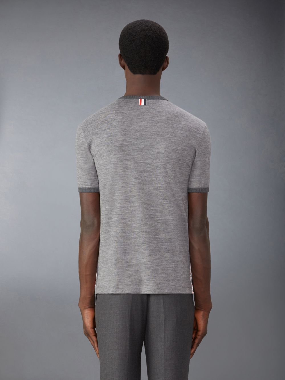 Thom Browne Wool Jersey Ringer Men T Shirts Grey | MXI07G50728