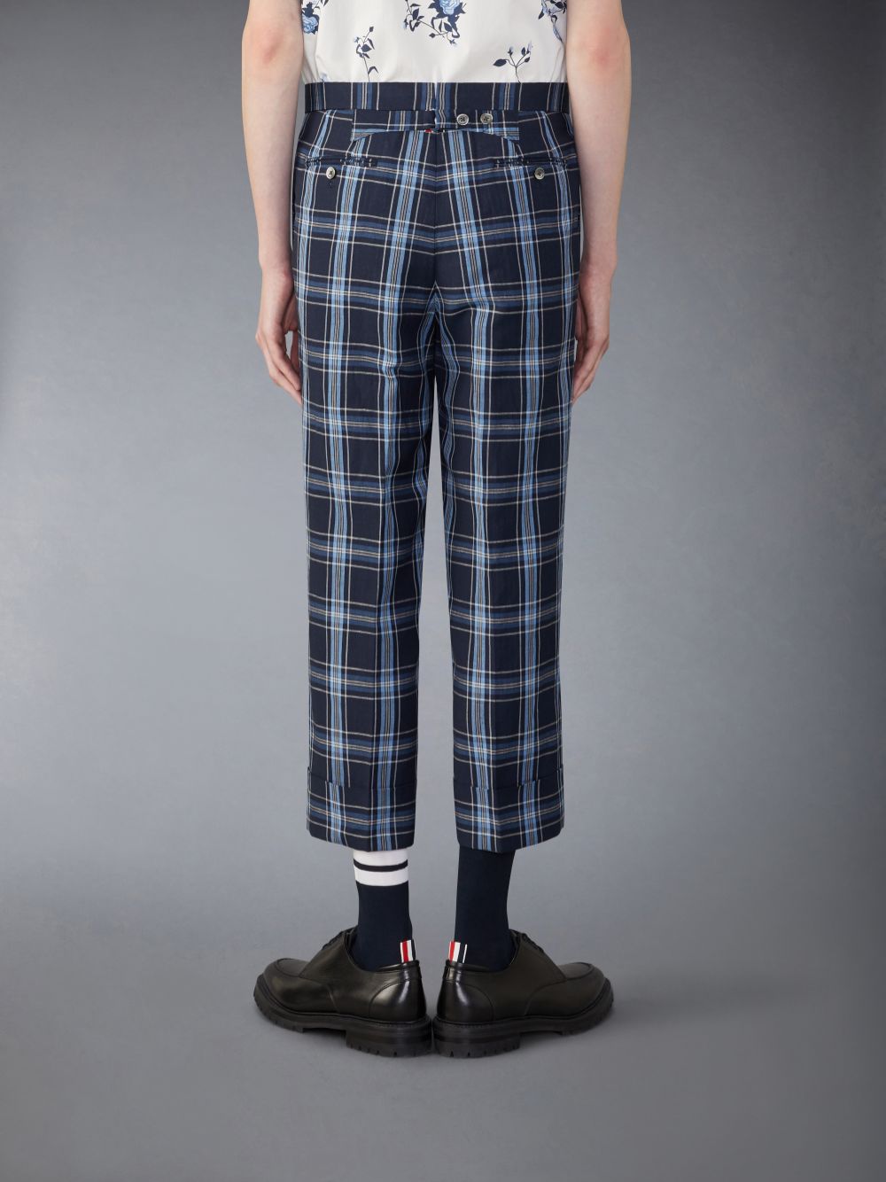 Thom Browne Wool Linen Low Rise Backstrap Men Pants Blue | DHA34C51293