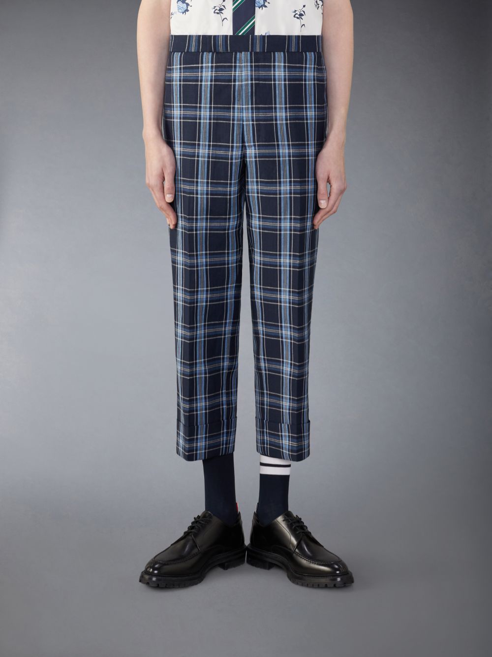 Thom Browne Wool Linen Low Rise Backstrap Men Pants Blue | DHA34C51293