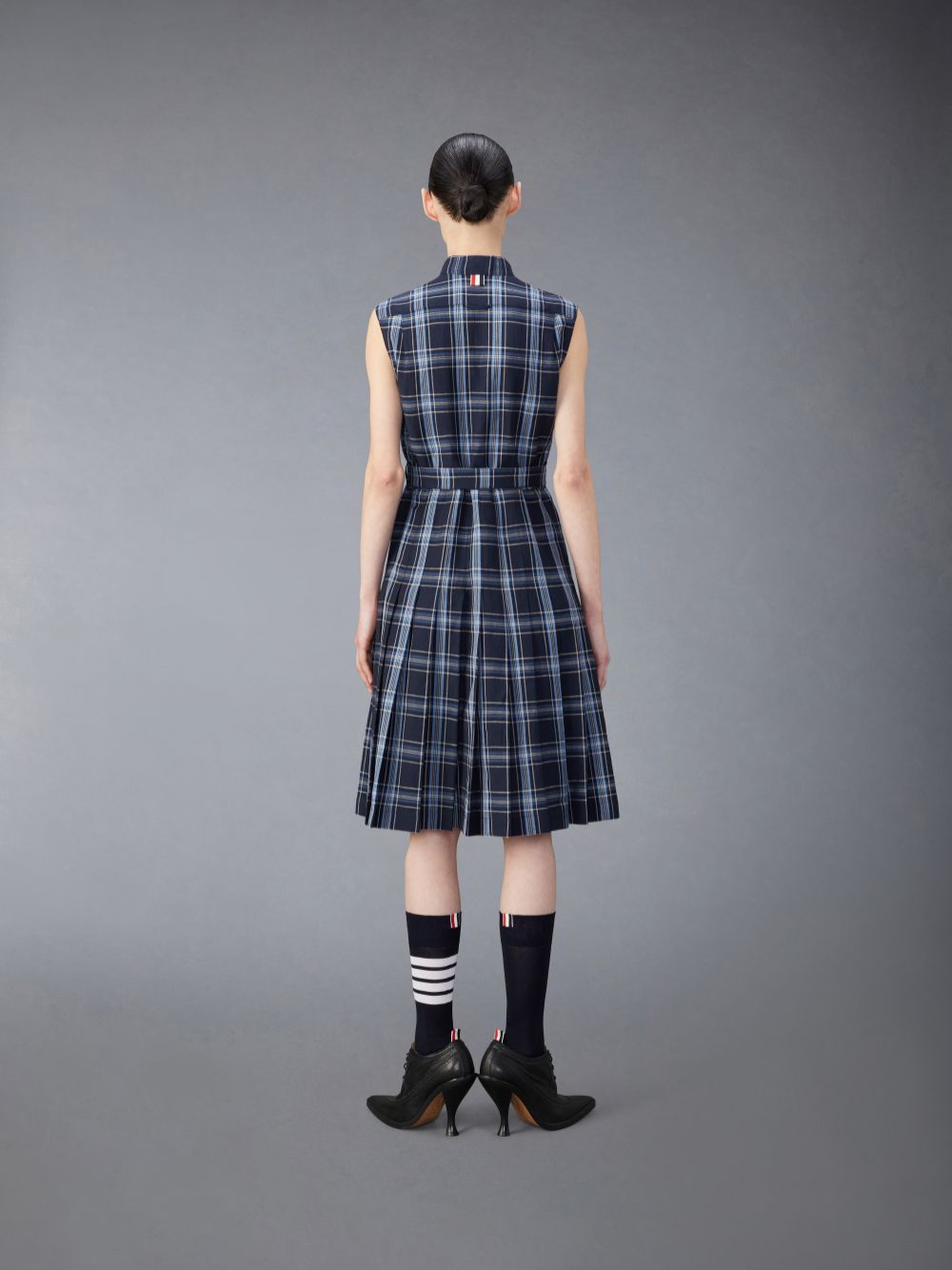 Thom Browne Wool Linen Midi Belted Women Dress Blue | QNU63G18583