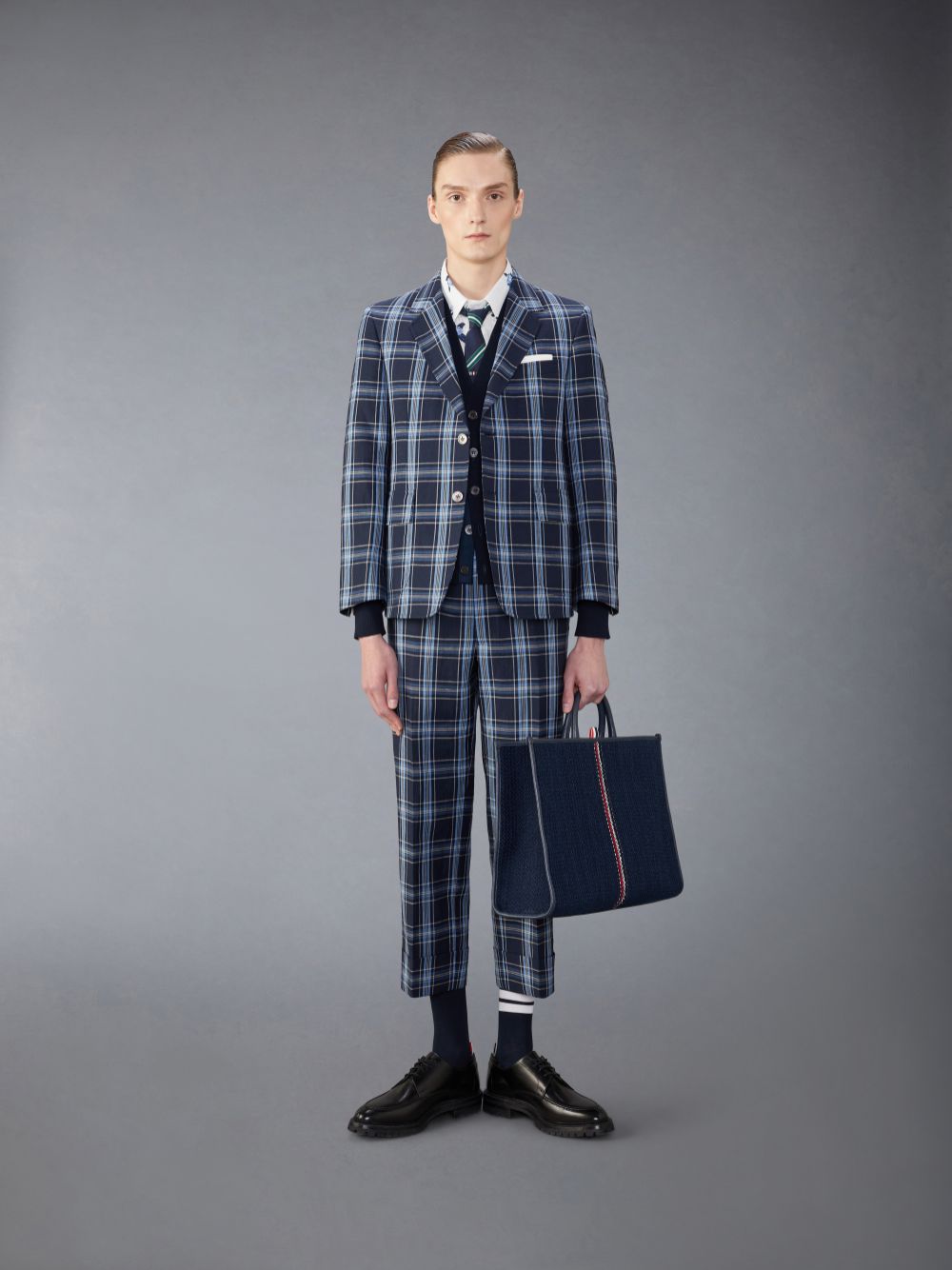 Thom Browne Wool Linen Unstructured Straight Fit Sport Men Coats Blue | RYB30P53766