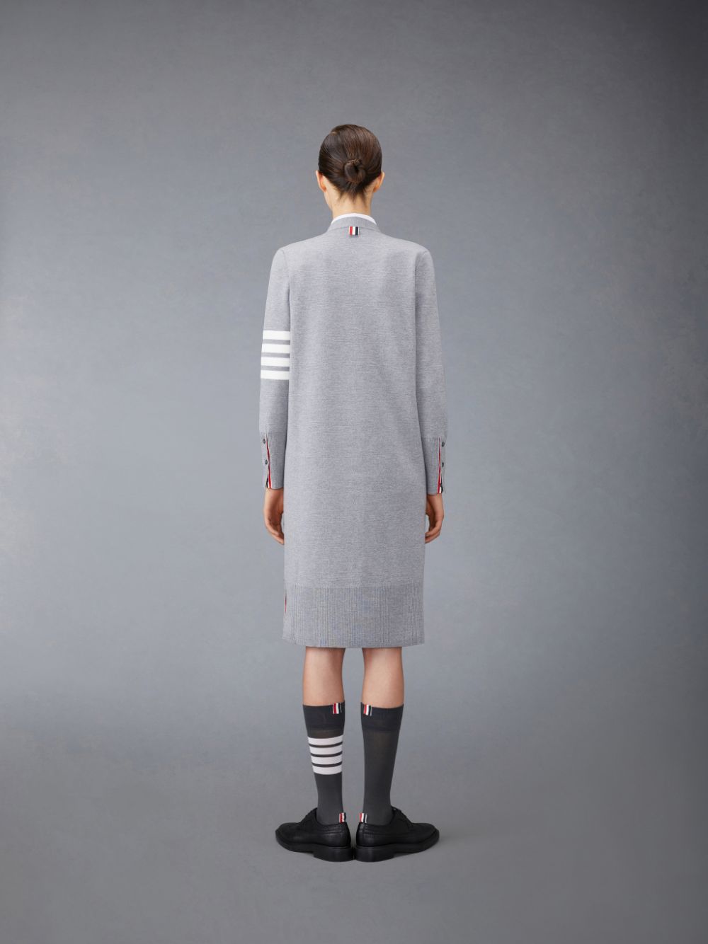 Thom Browne Wool Long V-Neck Women Cardigan Grey | TCJ13Y52811