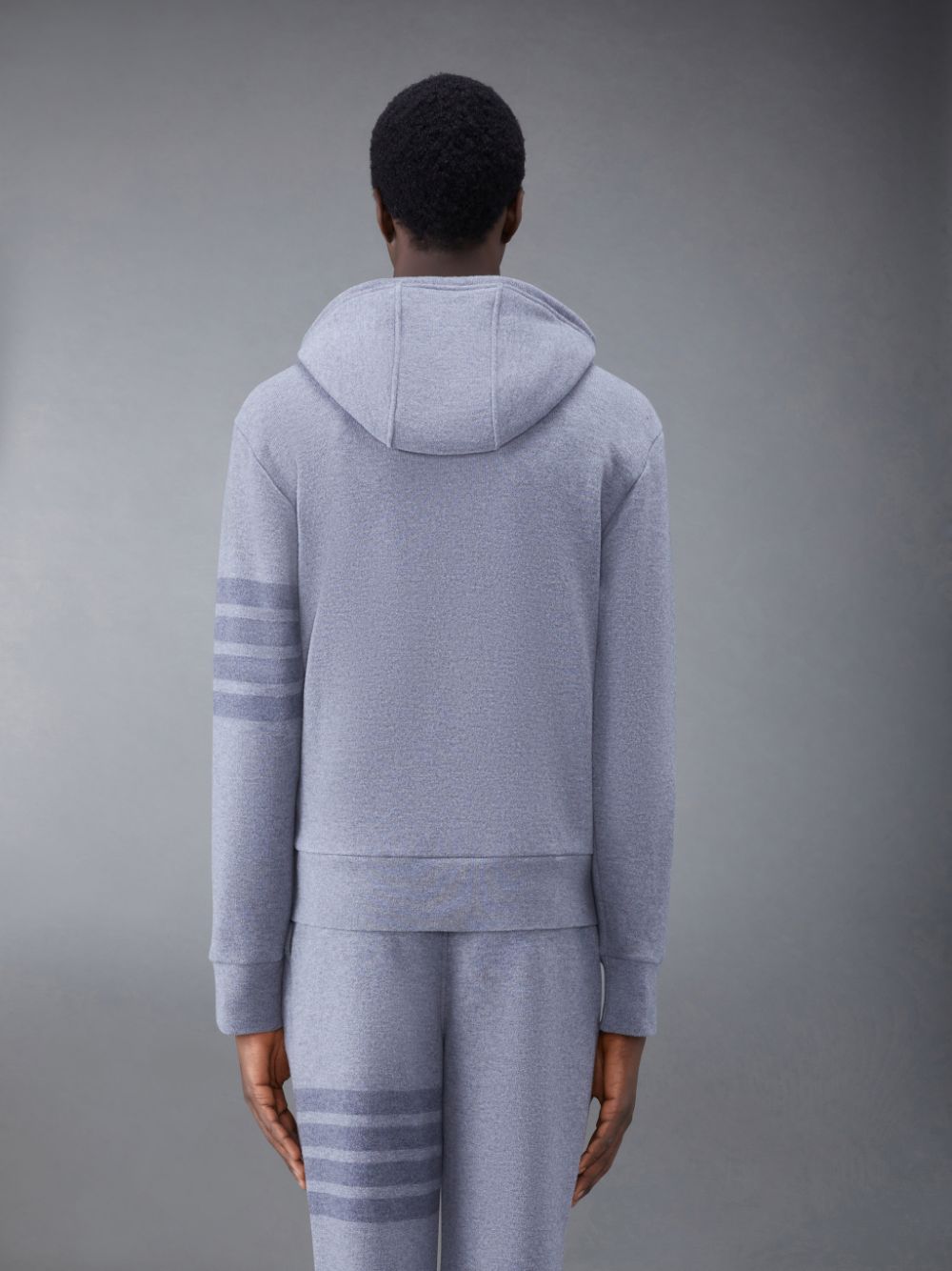 Thom Browne Wool Loopback 4-Bar Hoodie Men Pullover Grey | JOV36C24151