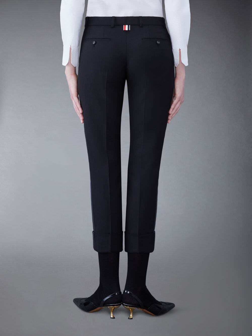 Thom Browne Wool Low Rise Cigarette Women Pants Black | PSN69I34808