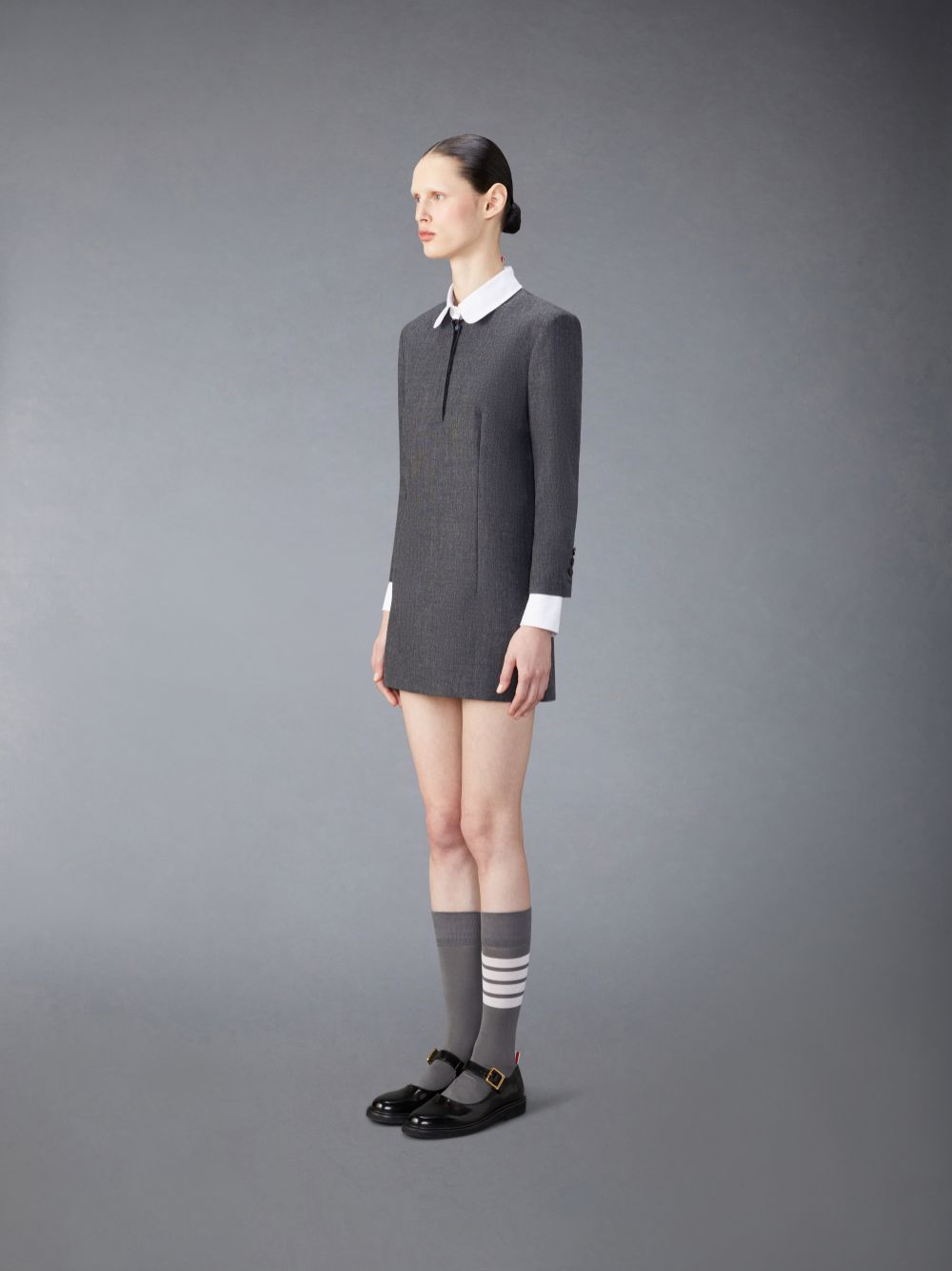 Thom Browne Wool Mini Shift Women Dress Grey | QXX41E07975