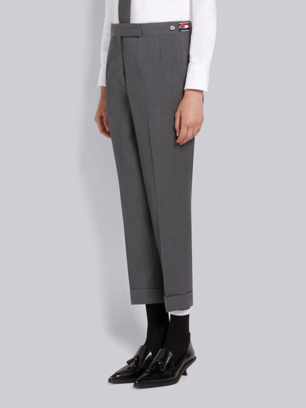 Thom Browne Wool Pique Low Rise Slim Women Pants Grey | TWI72D98678