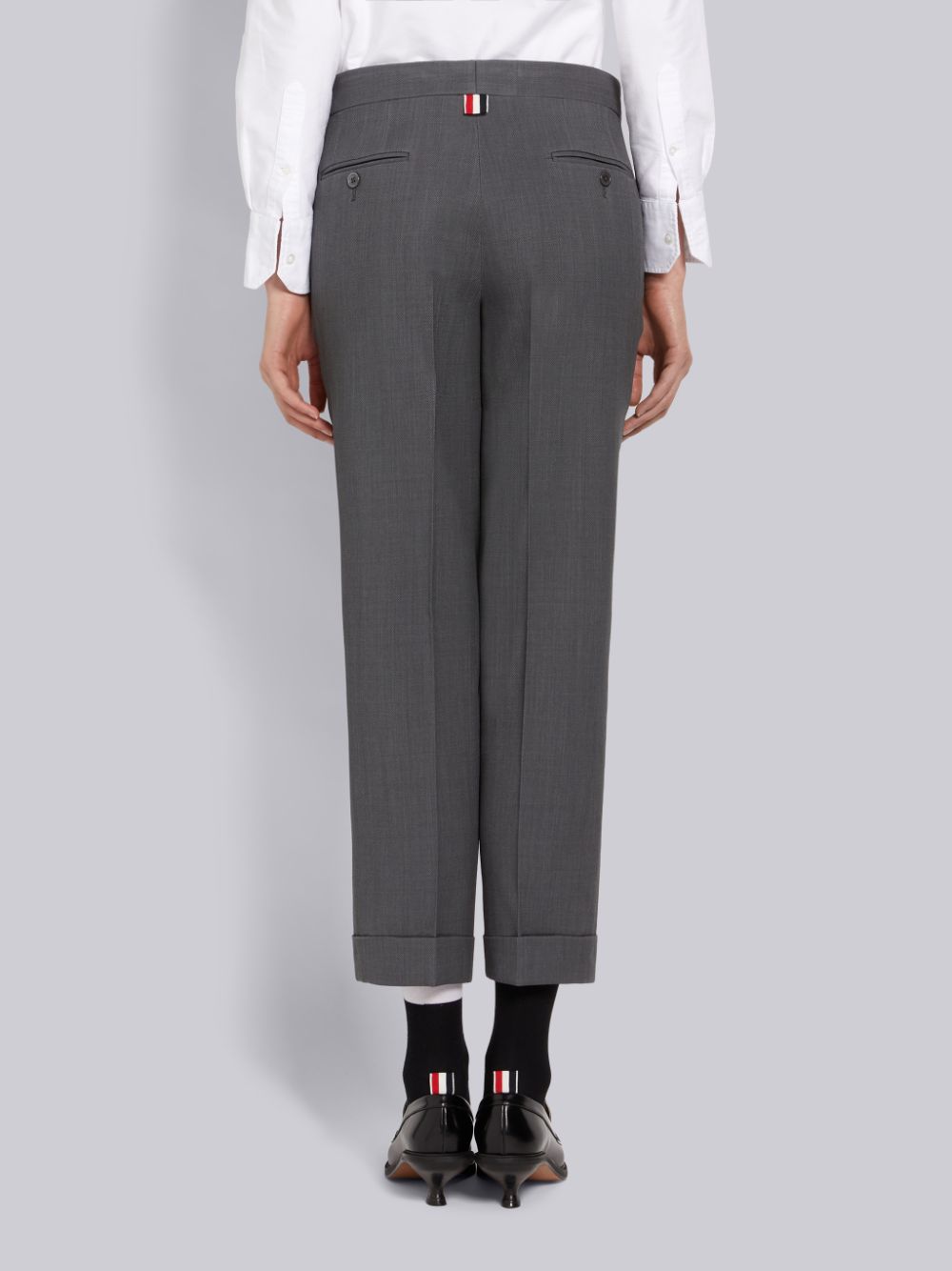 Thom Browne Wool Pique Low Rise Slim Women Pants Grey | TWI72D98678