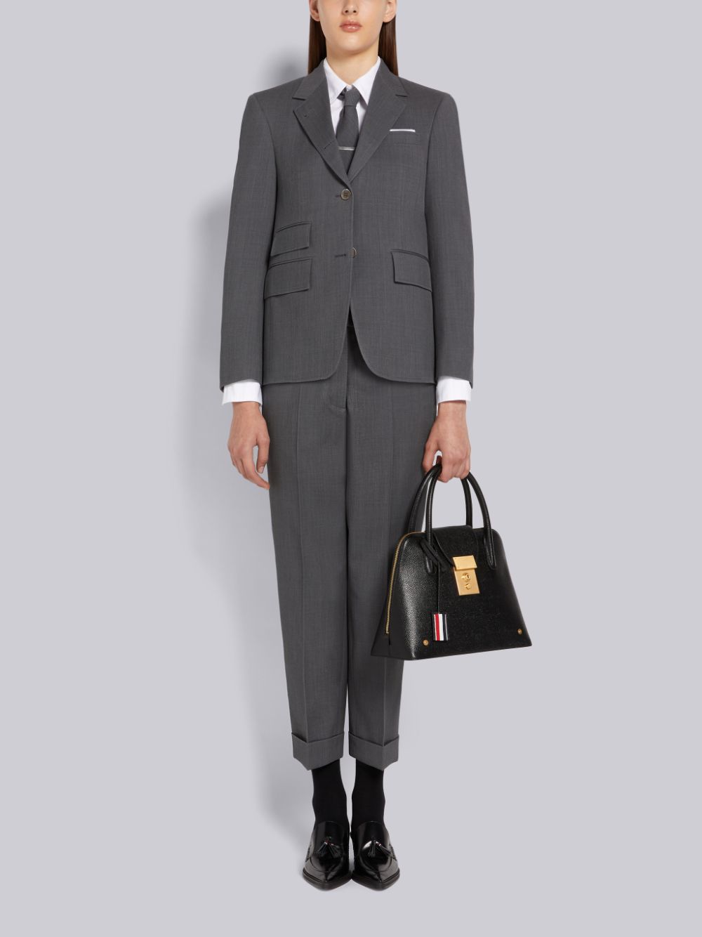 Thom Browne Wool Pique Low Rise Slim Women Pants Grey | TWI72D98678